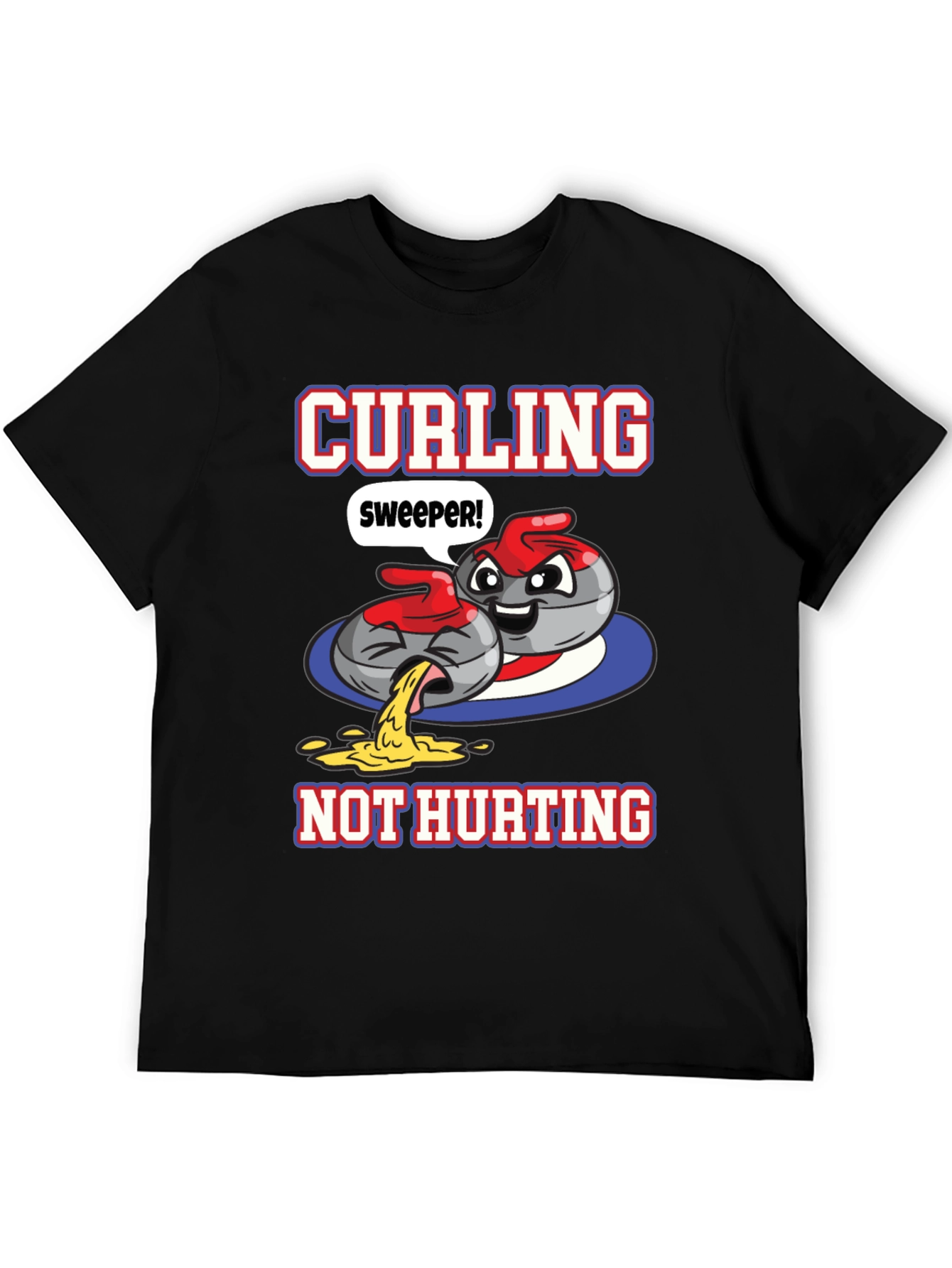 Black Funny Curling T-Shirt - Sweeper, Not Hurting! view 5