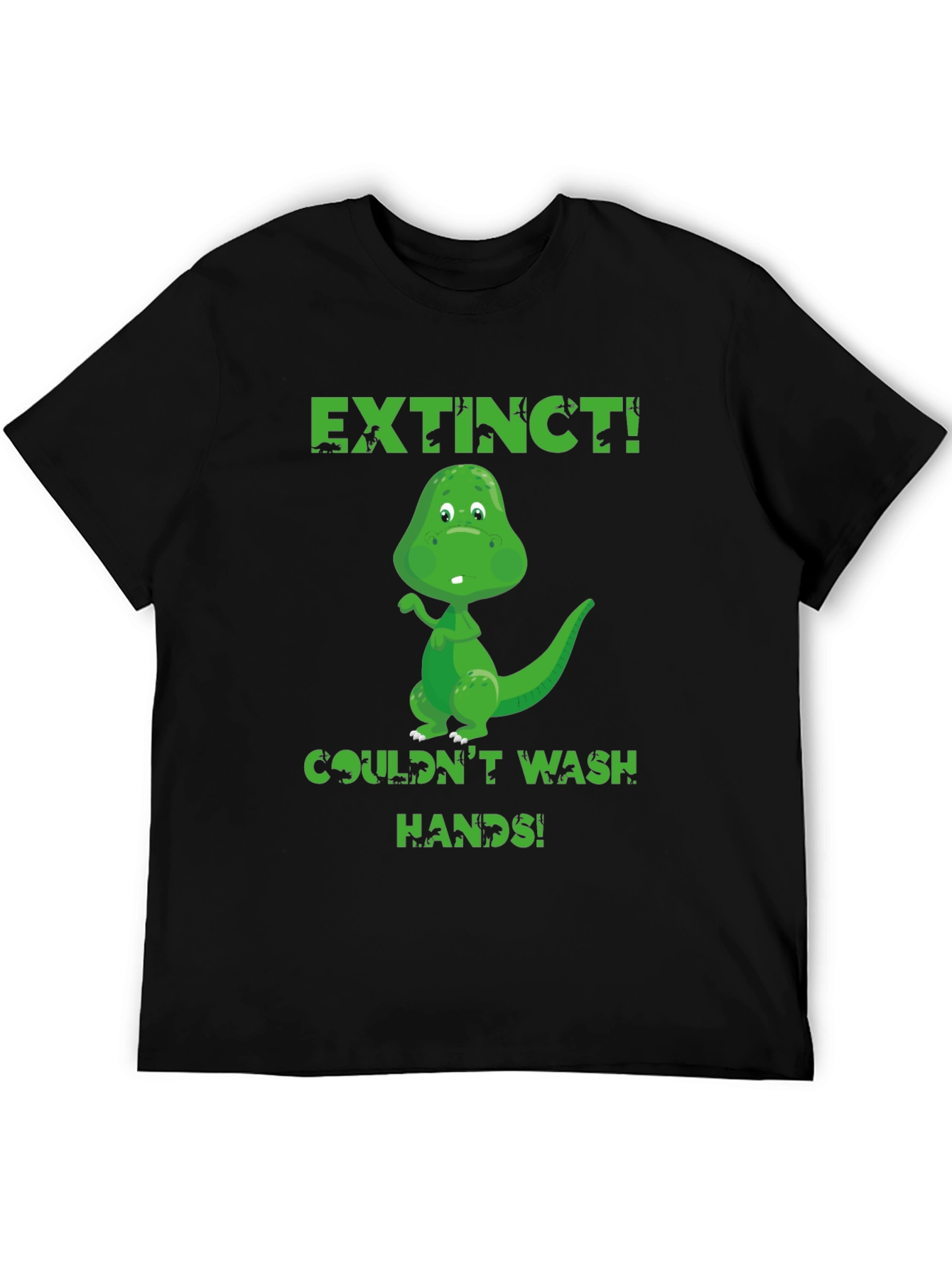 Black Extinct Dinosaur Wash Hands Graphic T-Shirt view 5
