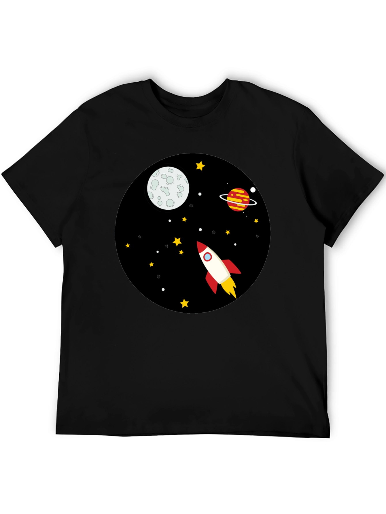 Black Space Rocket Graphic Tee - Unisex Black T-Shirt view 5