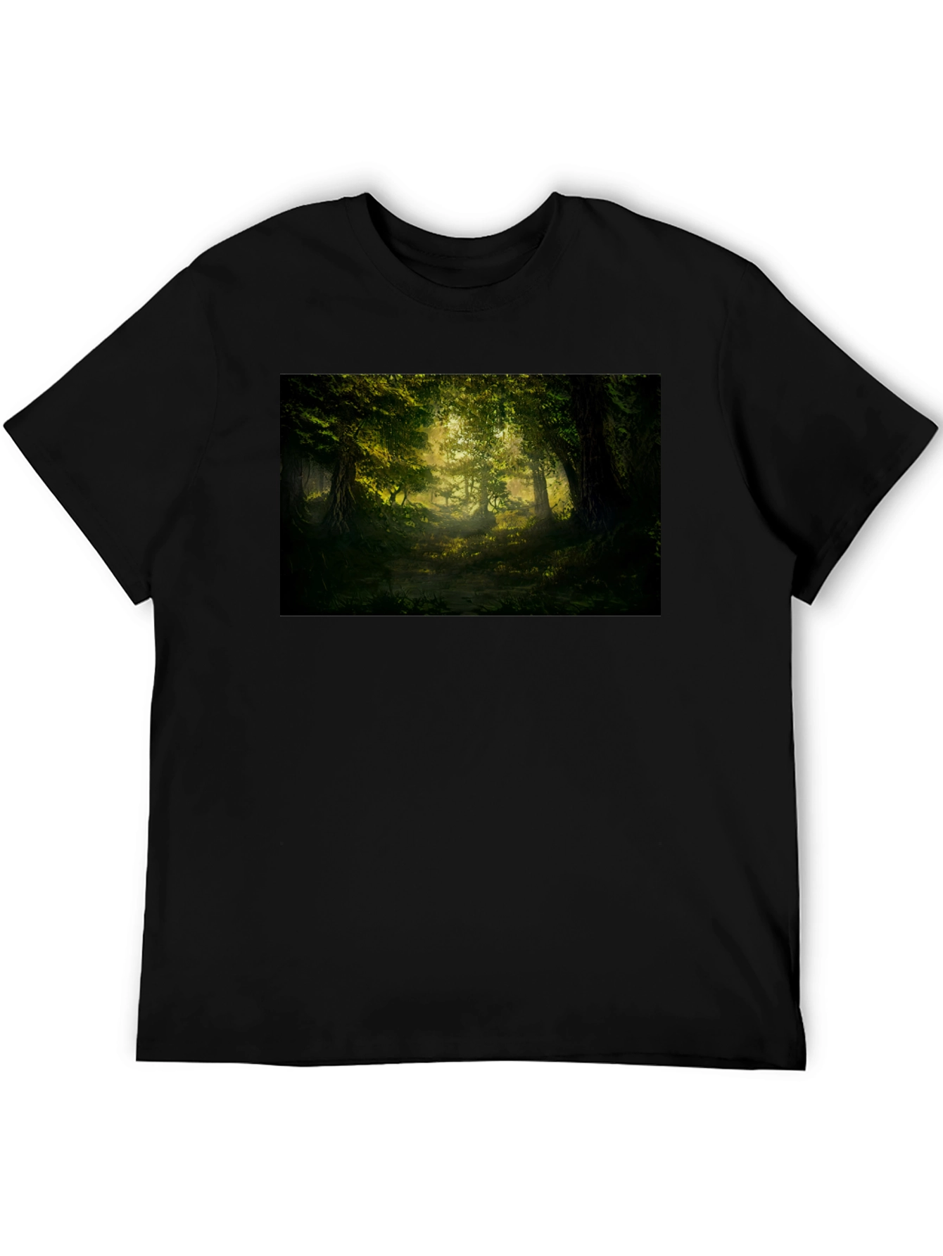 Black Enchanted Forest Graphic Tee - Nature Lover's Shirt view 5