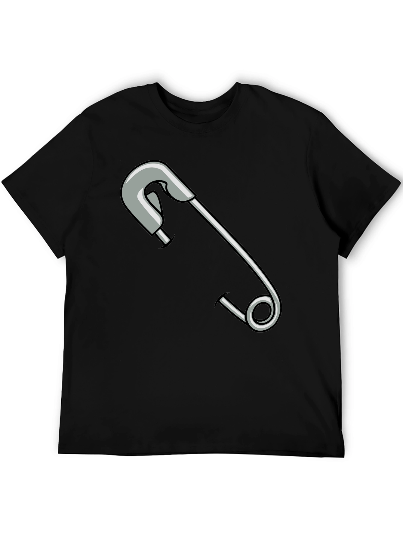 Black Safety Pin Graphic T-Shirt - Unisex Casual Tee view 5