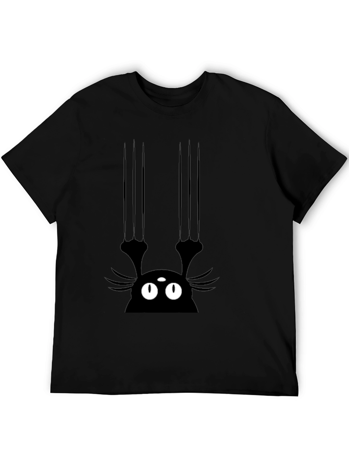 Black Black Cat Scratch T-Shirt - Men's Graphic Tee view 5