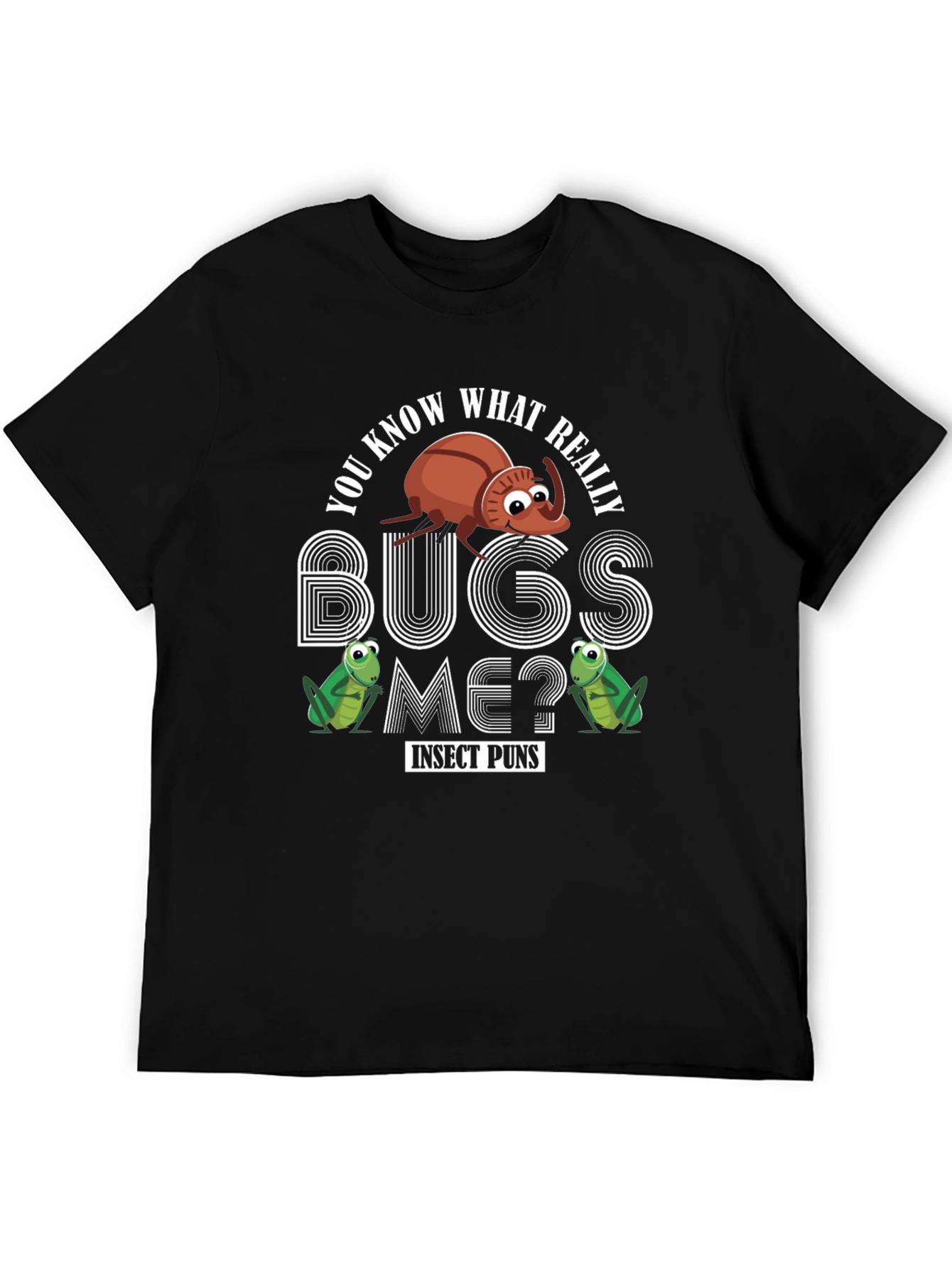 Black Insect Puns Graphic Tee - Bugs Me? view 5