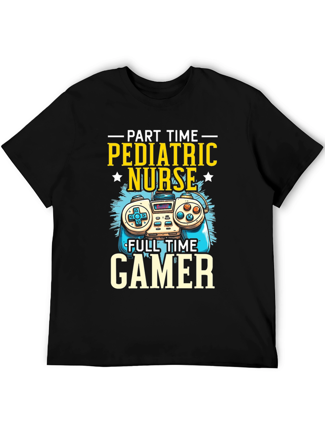 Black Pediatric Nurse Gamer T-Shirt - Funny Graphic Tee view 5