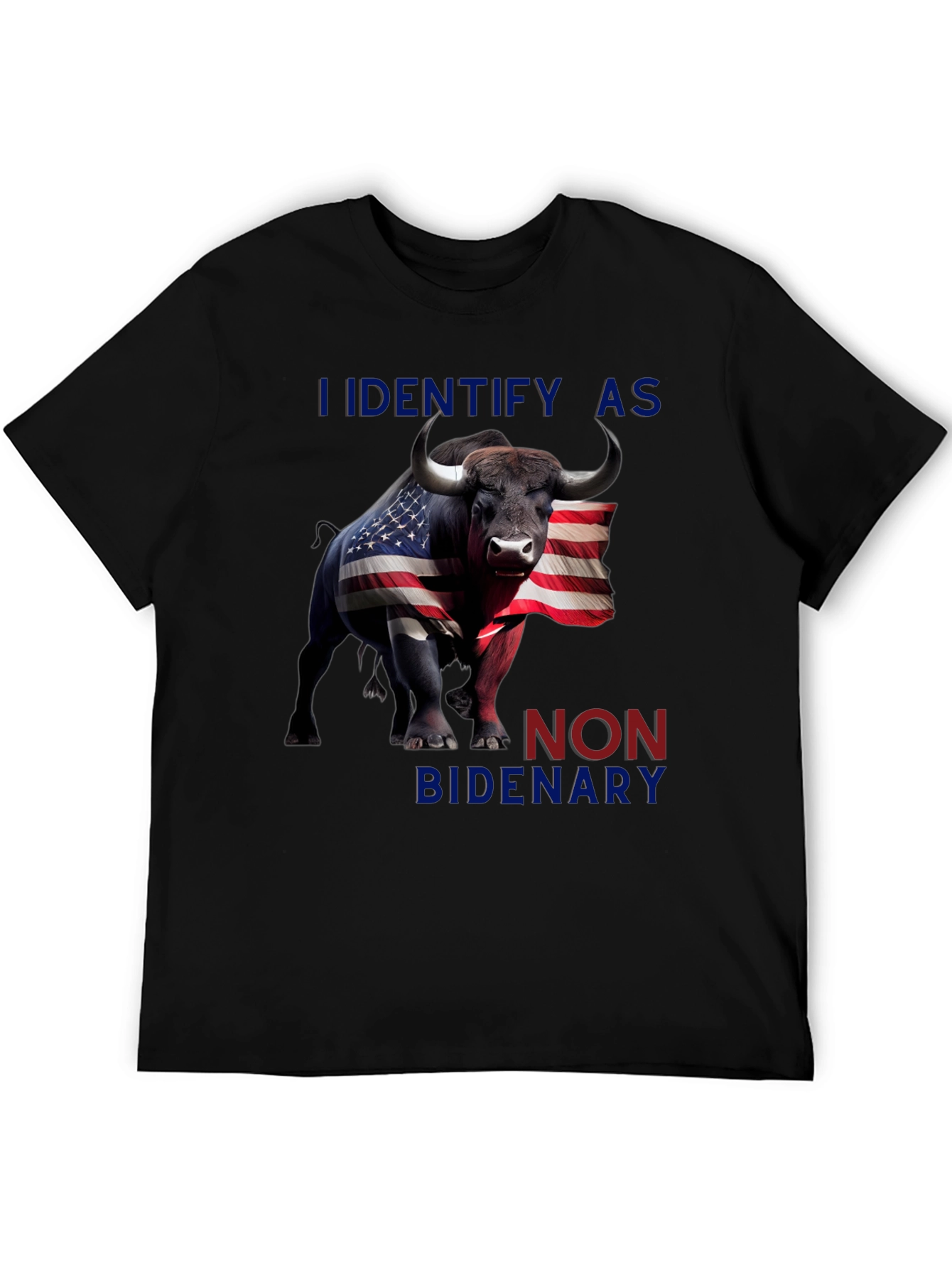 Black I Identify As Non Bidenary T-Shirt view 5
