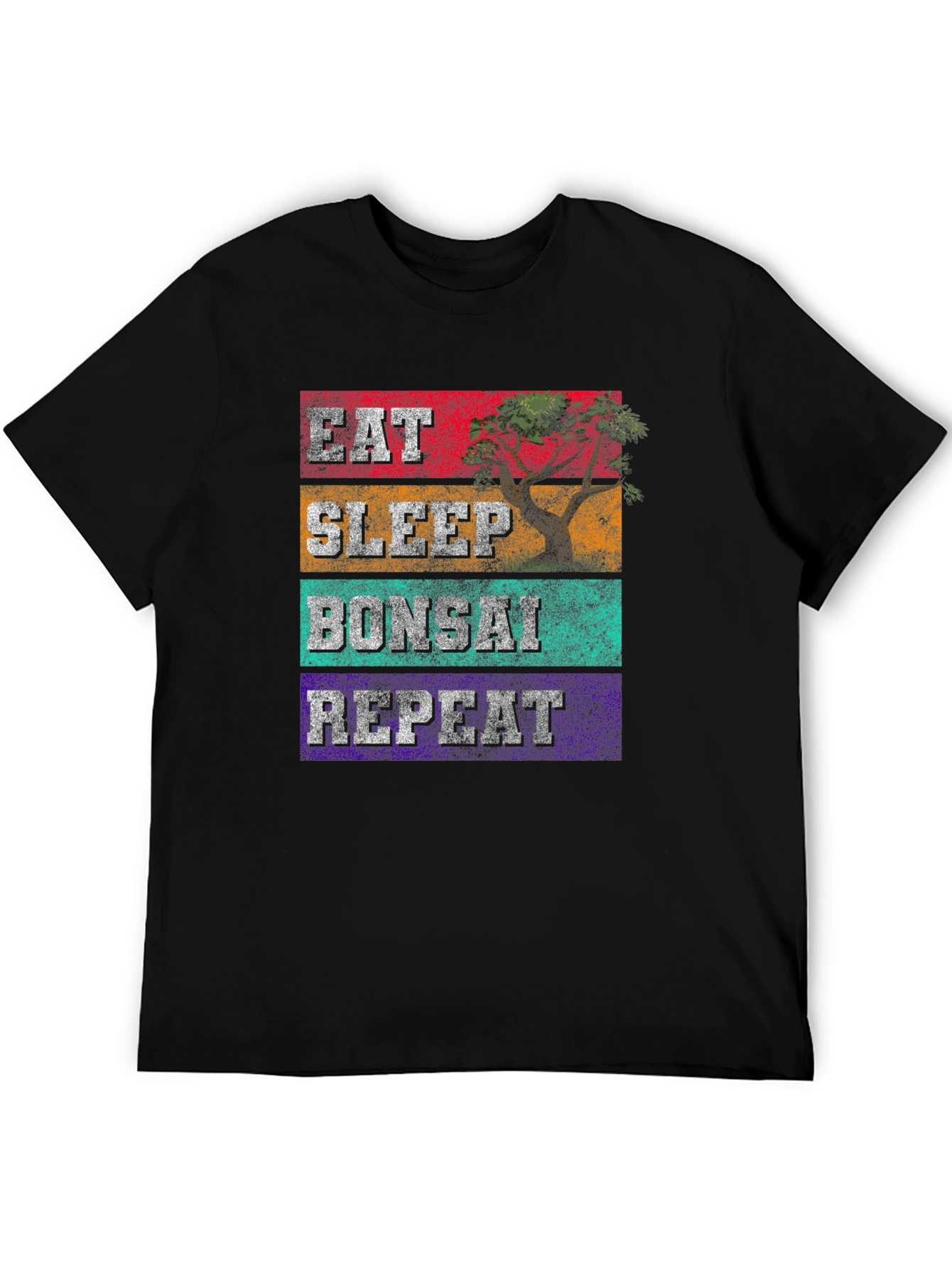 Black Eat Sleep Bonsai Repeat Graphic Tee view 5