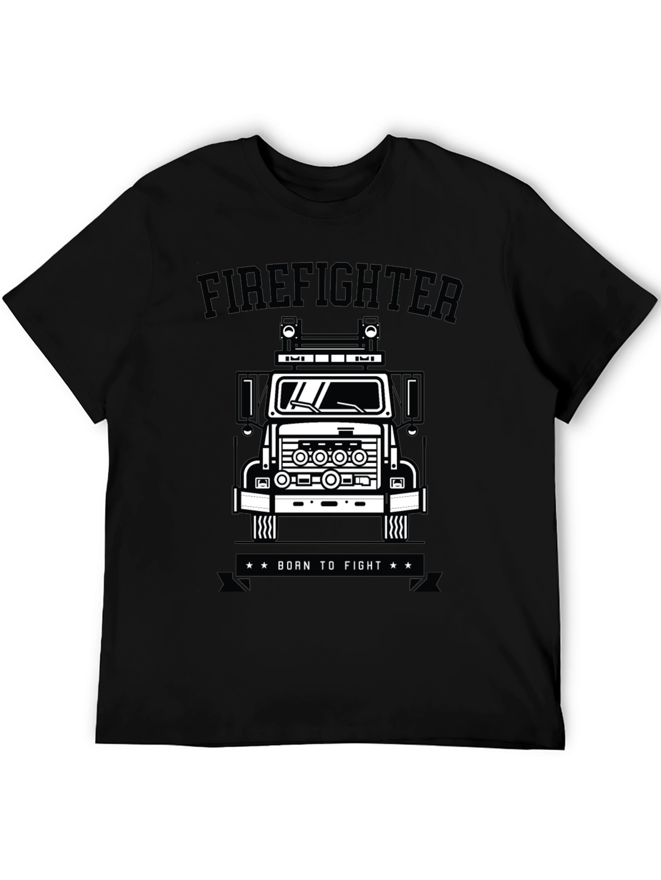 Black Firefighter Truck Graphic Tee - Born to Fight view 5