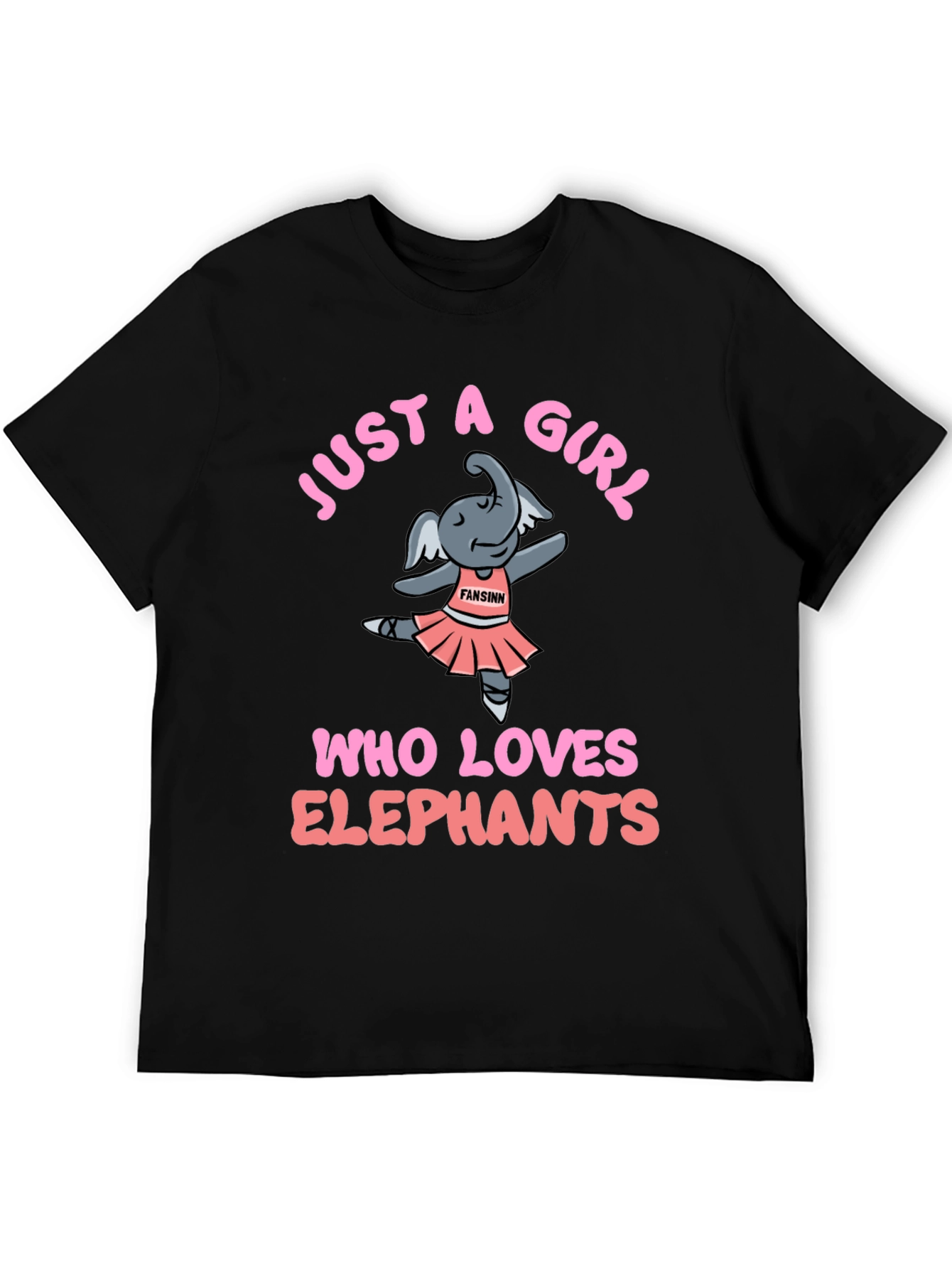 Black Just A Girl Who Loves Elephants T-Shirt view 5