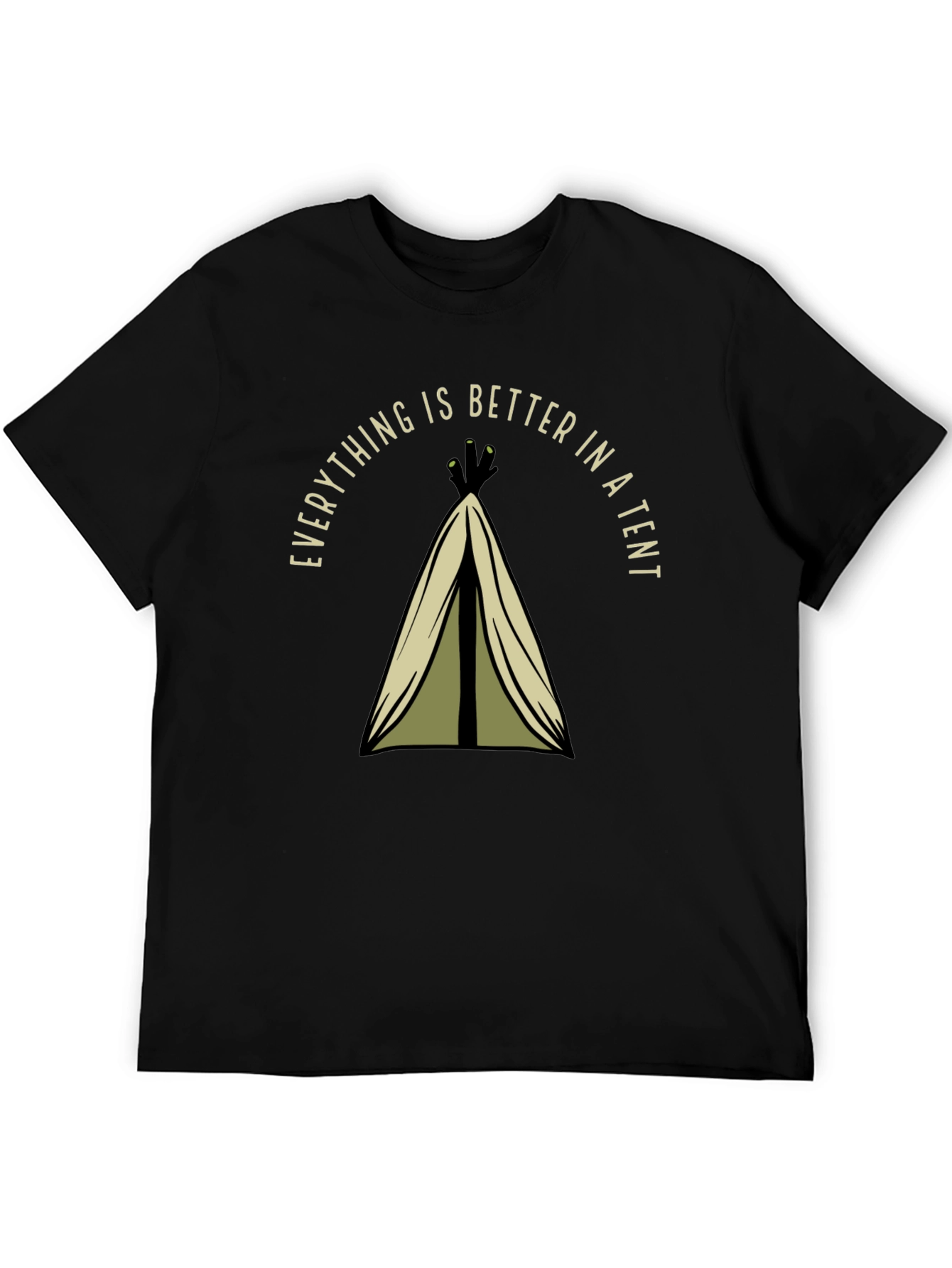 Black Everything Is Better In A Tent Black T-Shirt view 5