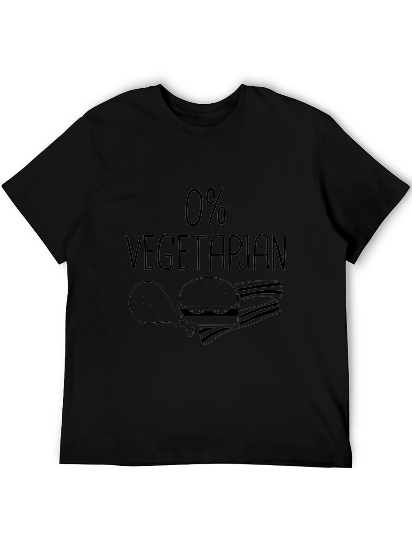Black 0% Vegetarian T-Shirt - Funny Meat Lover Tee view 5