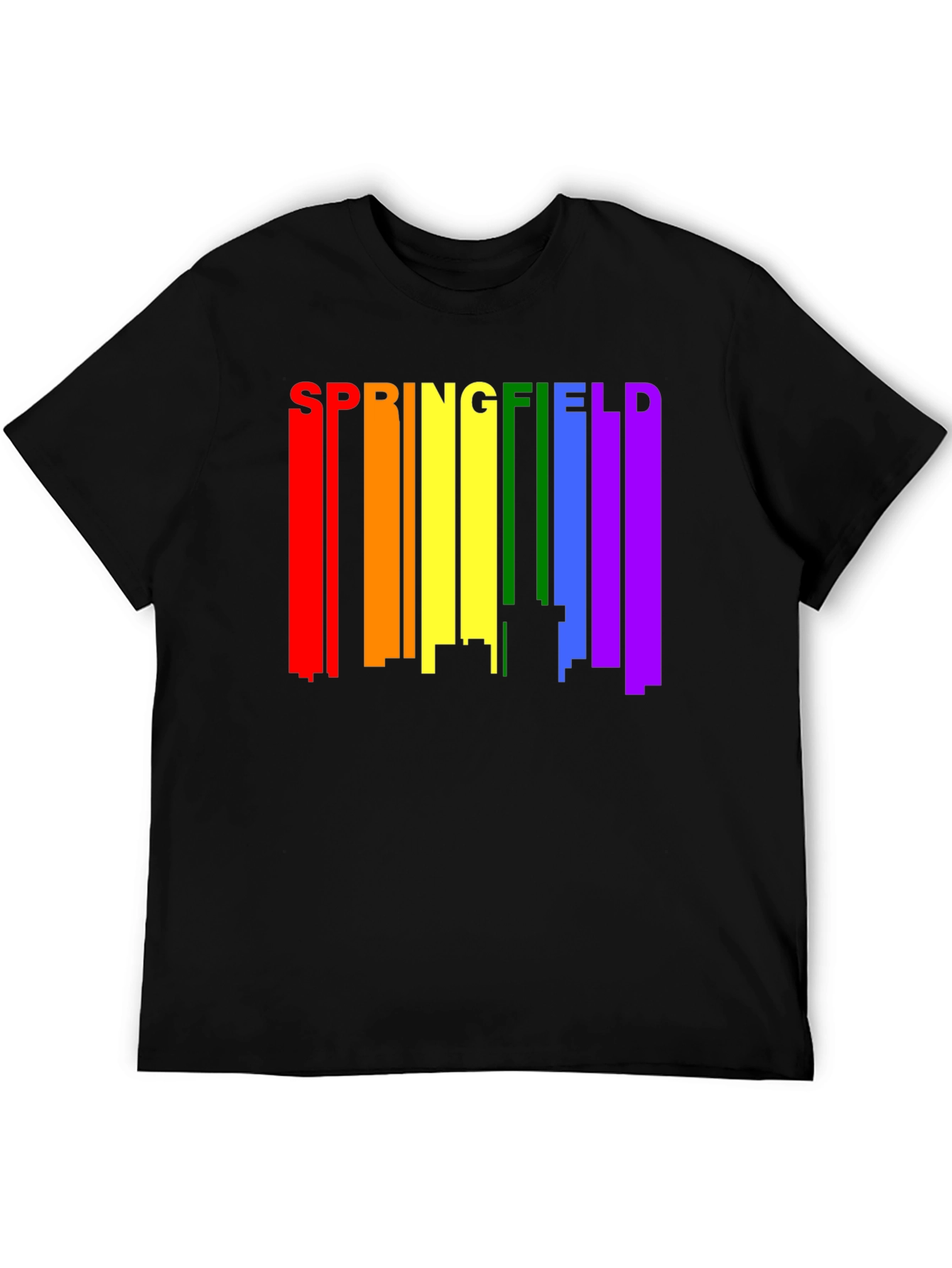 Black Springfield Rainbow Skyline Black T-Shirt view 5