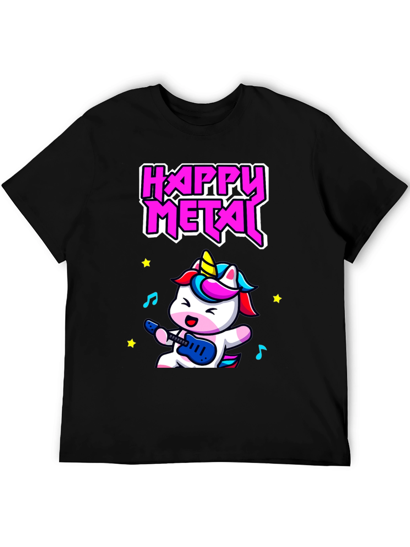 Black Happy Metal Unicorn T-Shirt - Rock On! view 5