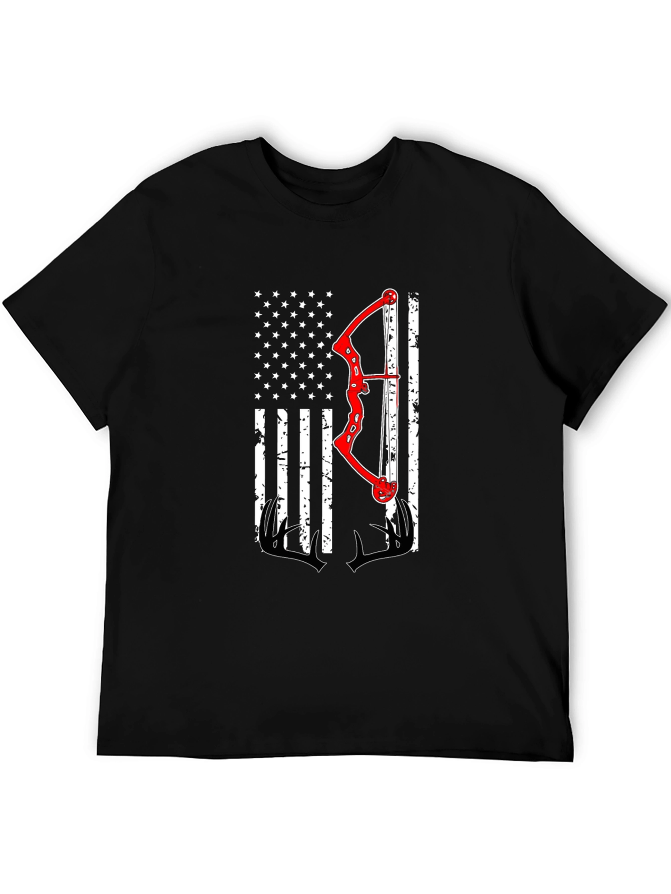 Black American Flag Bow Hunting T-Shirt view 5