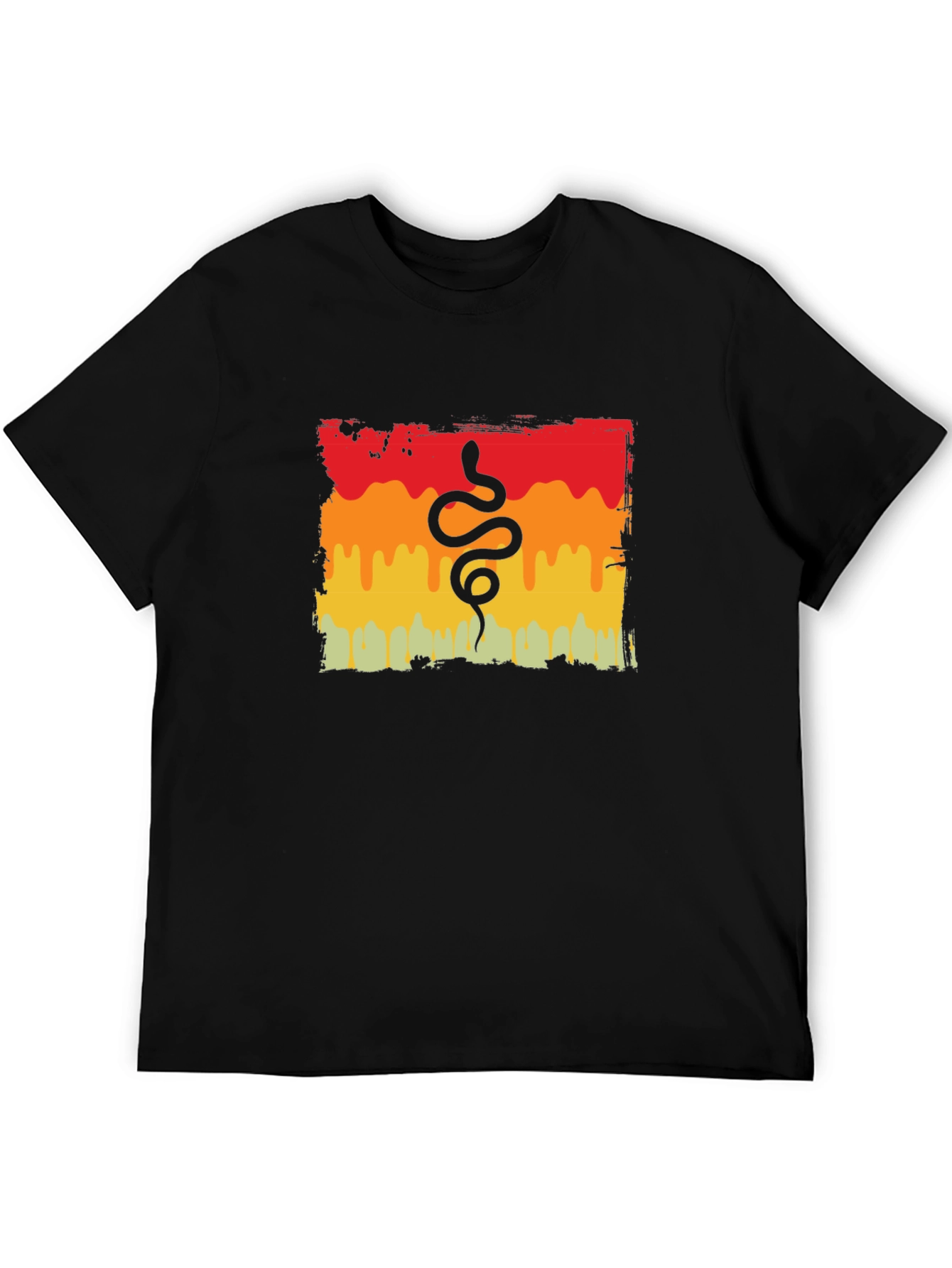 Black Retro Snake Graphic Tee - Black Cotton T-Shirt view 5