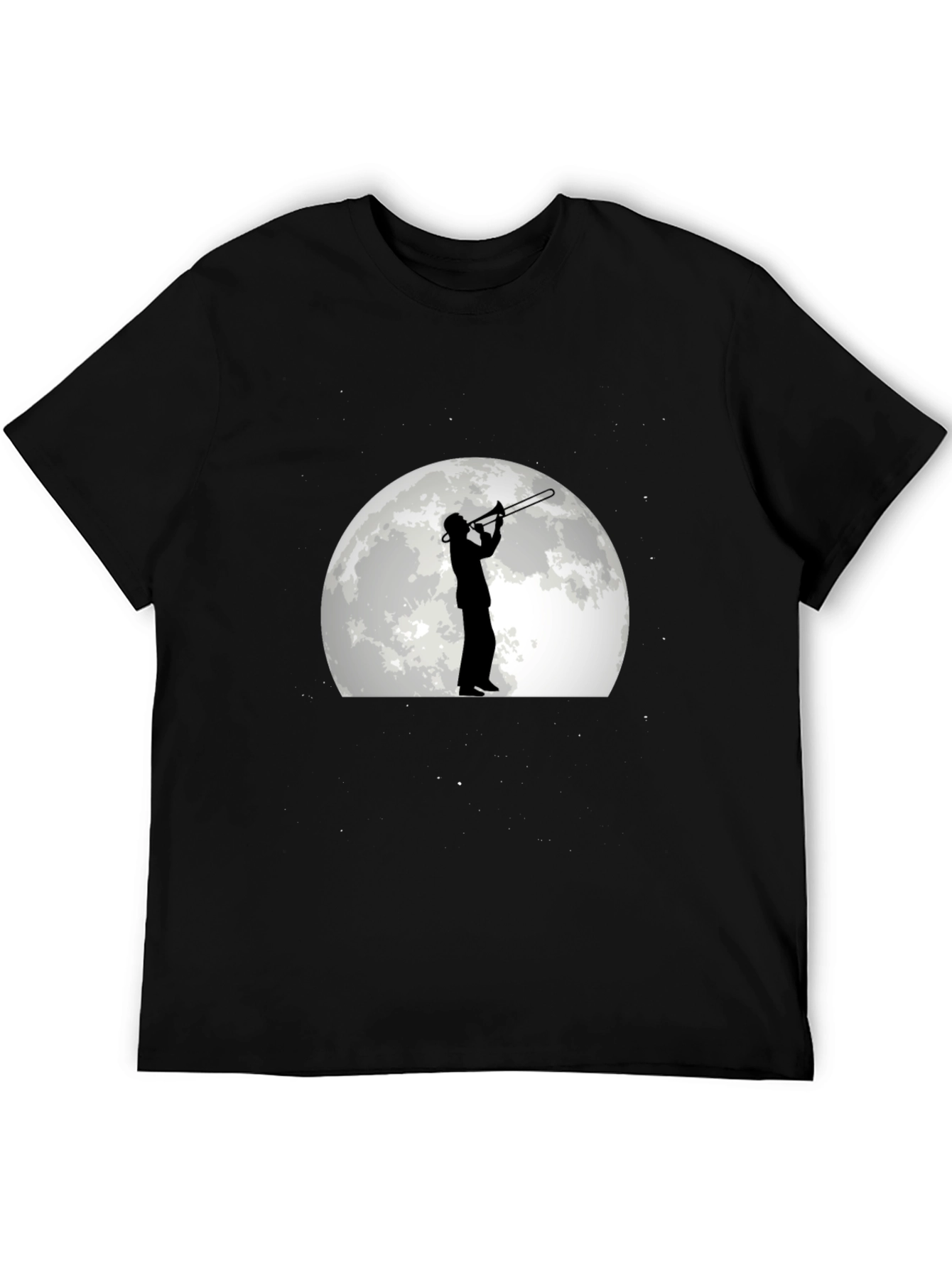 Black Moonlight Trombone Player Graphic Tee view 5