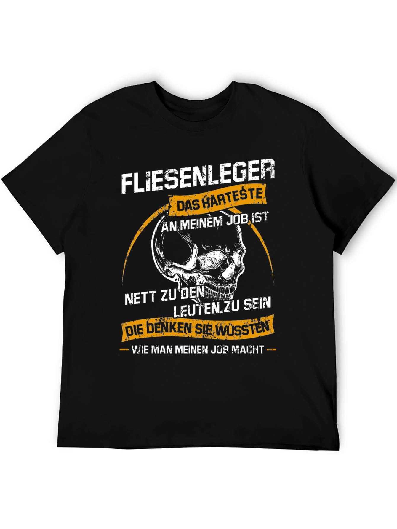 Black Humorous Tradesman T-Shirt: Fliesenleger Skull Tee view 5
