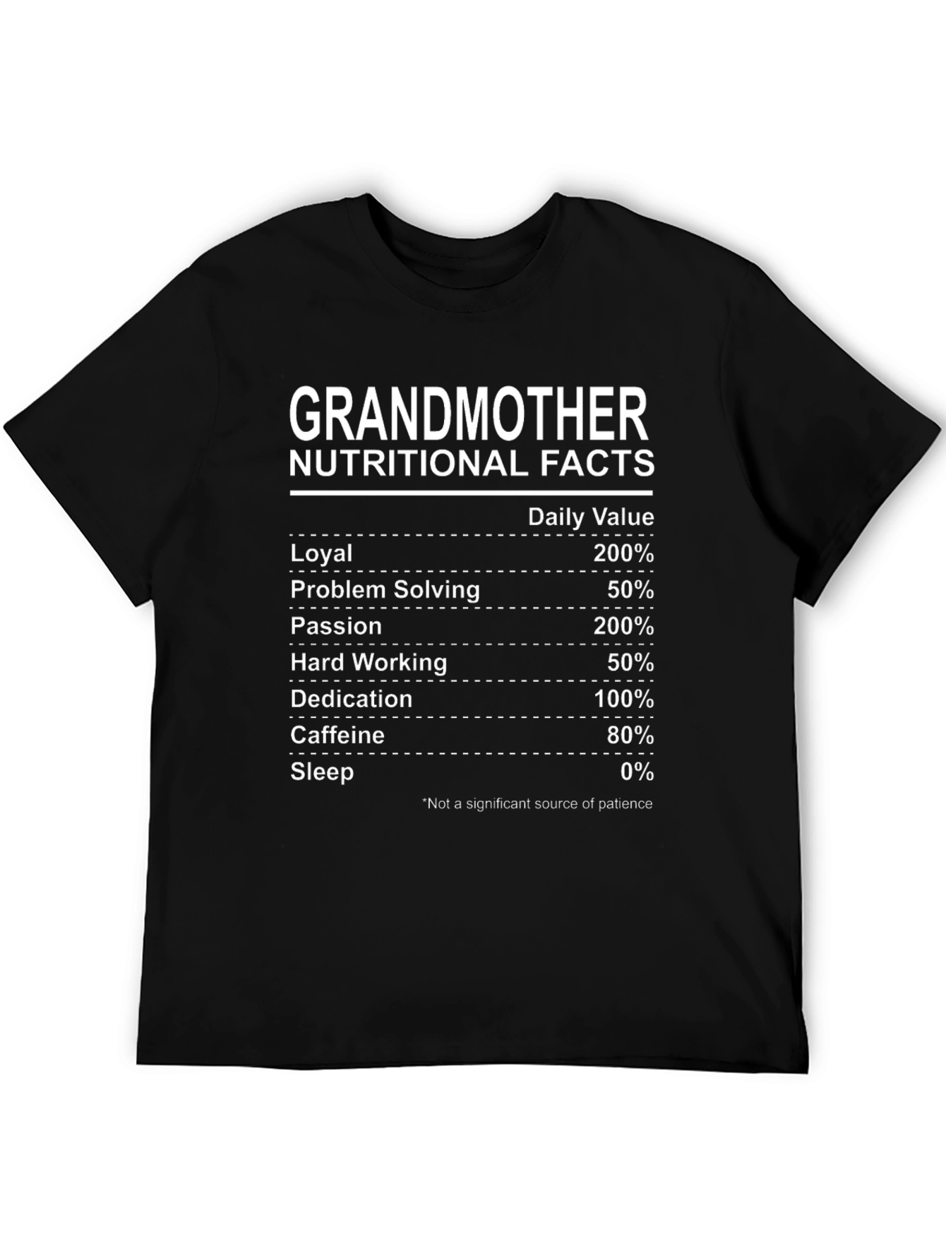 Black Grandmother Nutritional Facts Black Tee view 5