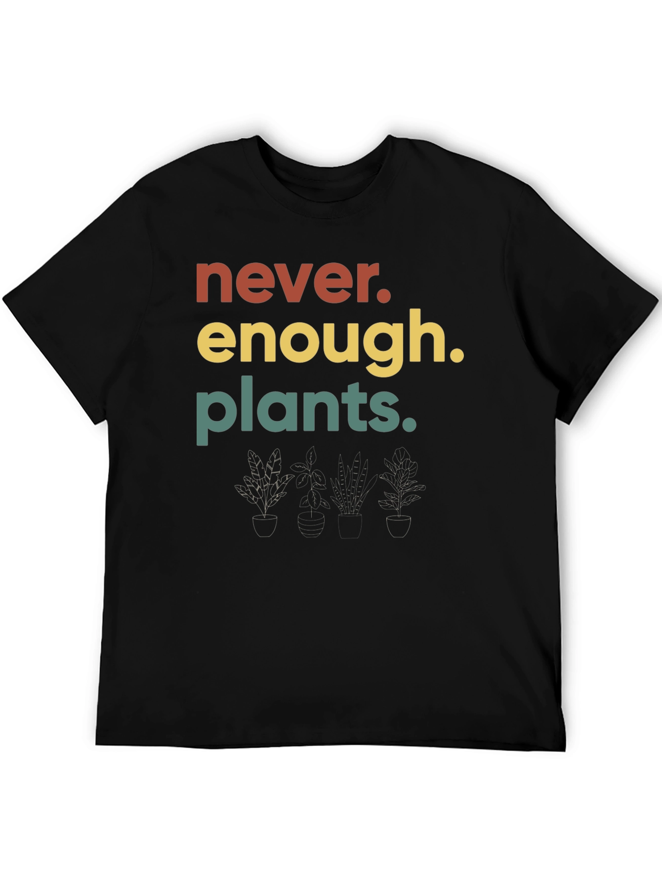 Black Never Enough Plants T-Shirt - Black view 5