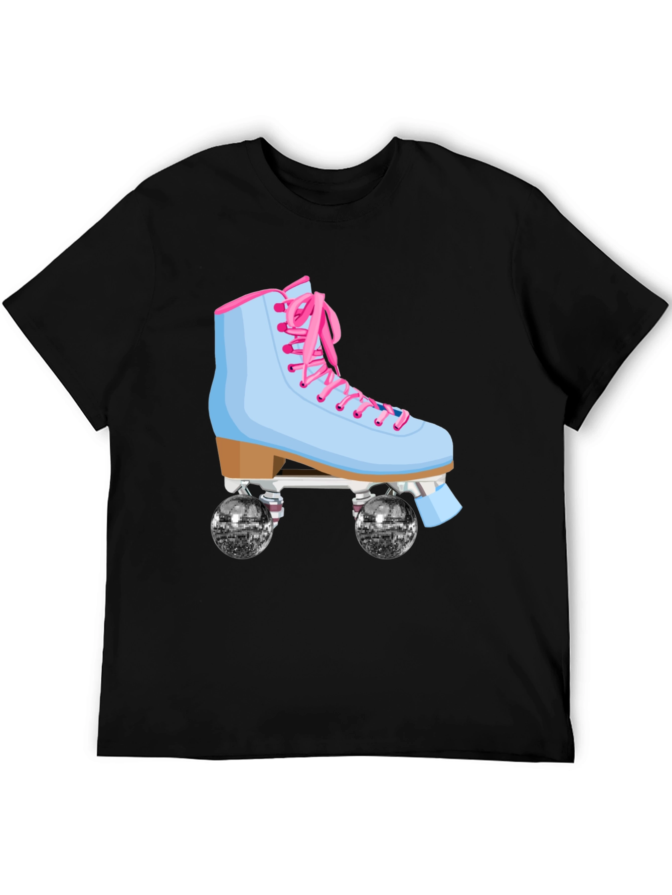 Black Retro Roller Skate Graphic T-Shirt view 5