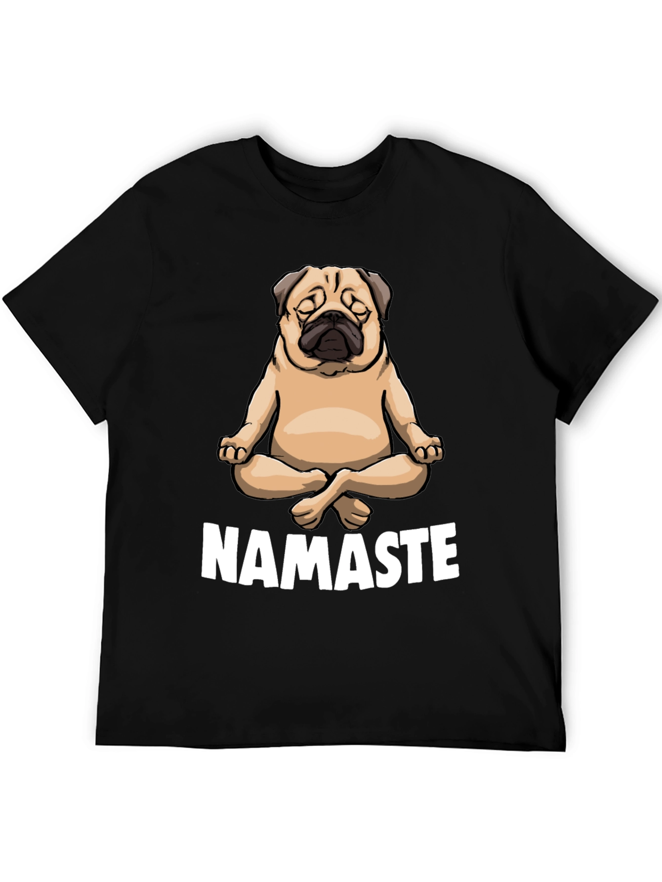Black Yoga Pug Namaste Black T-Shirt view 5