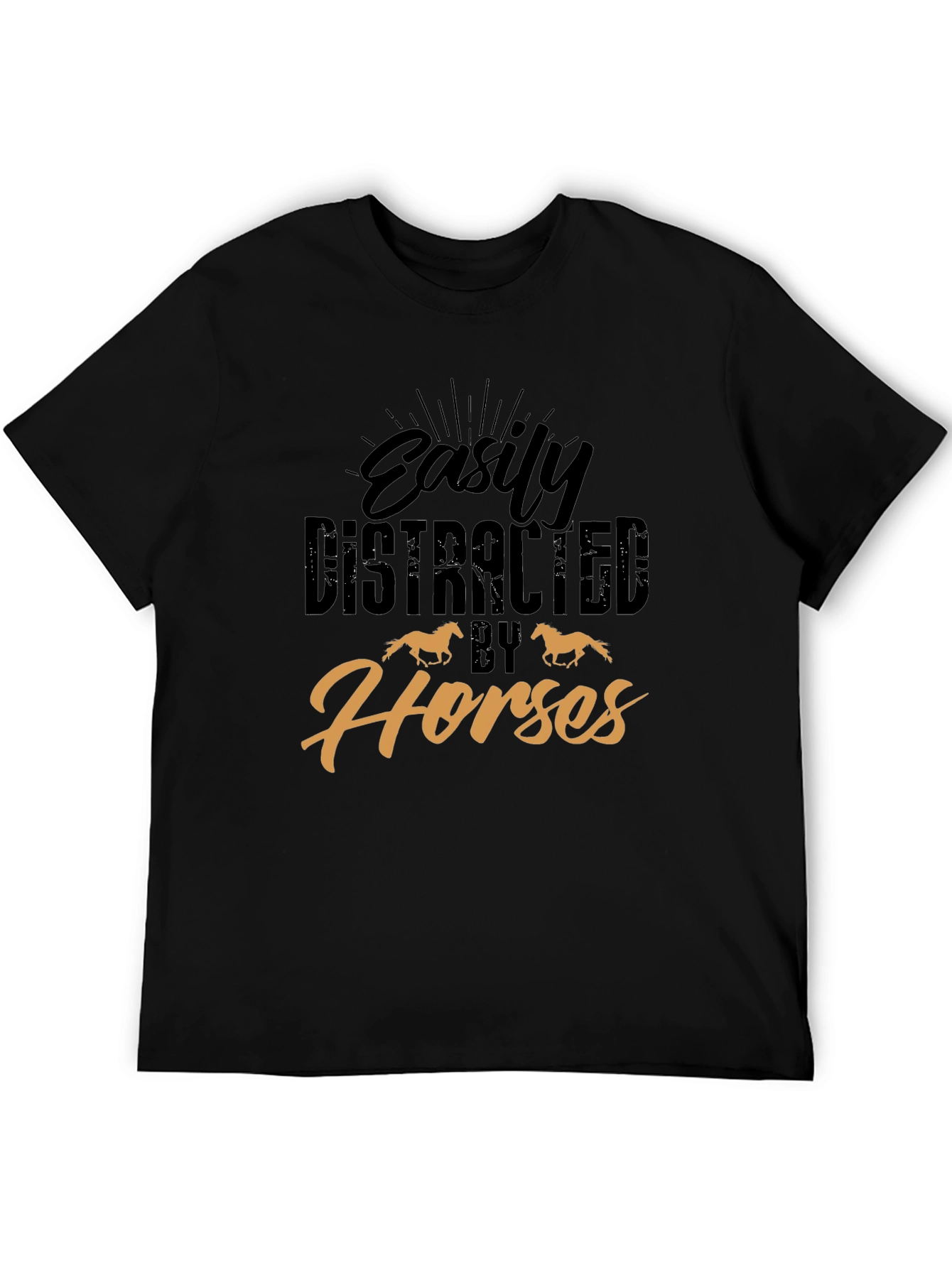 Black Easily Distracted By Horses Graphic Tee view 5