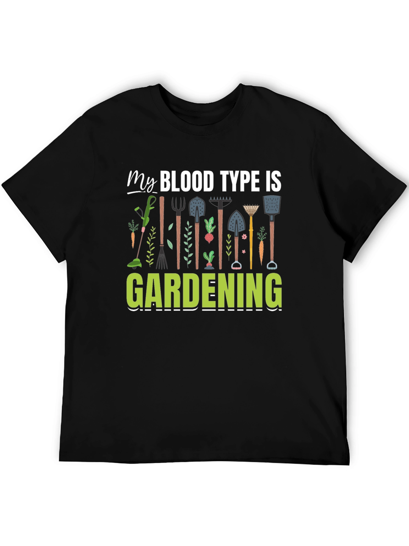 Black Gardening Blood Type T-Shirt view 5
