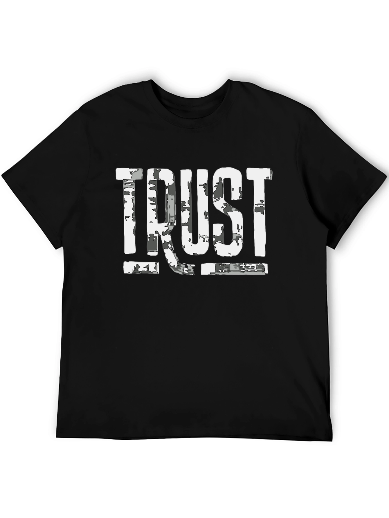 Black Distressed "TRUST" Graphic Black T-Shirt view 5