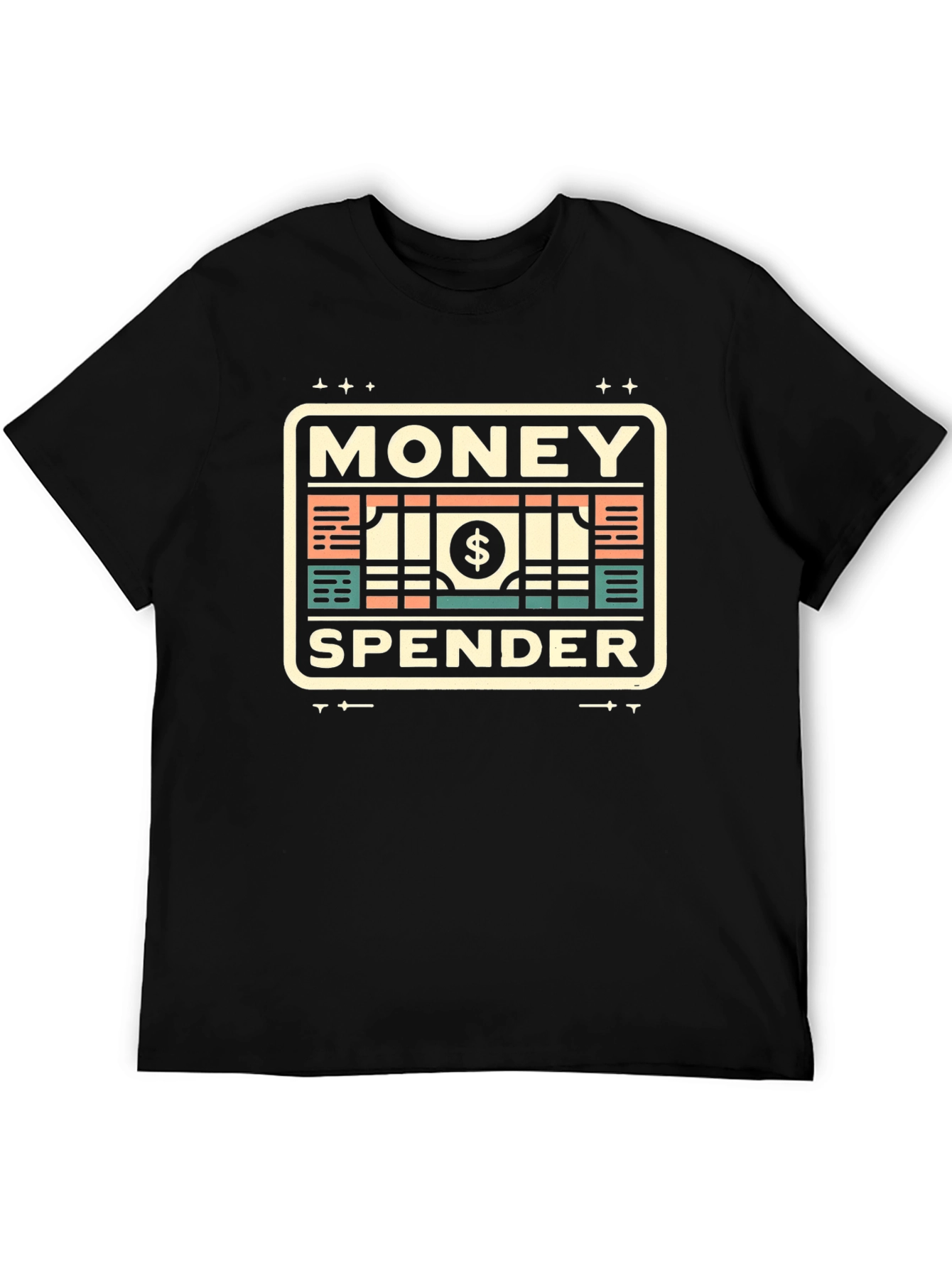 Black Money Spender Graphic T-Shirt | Black Crew Neck Tee view 5