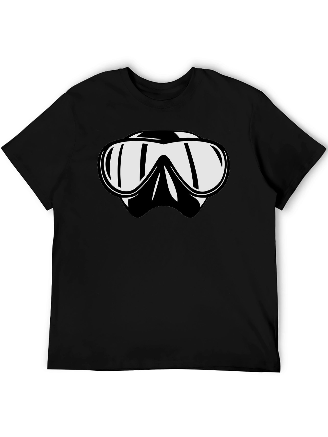 Black Diving Mask Graphic Tee - Black Cotton T-Shirt view 5