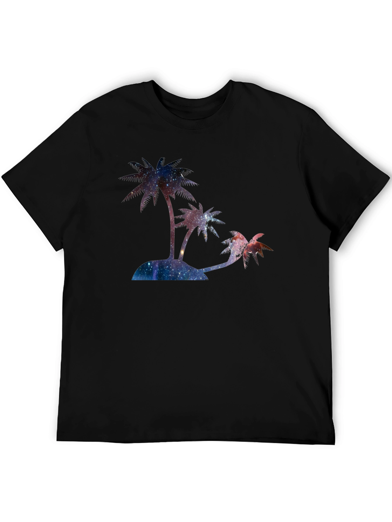 Black Galaxy Palm Tree Graphic T-Shirt view 5