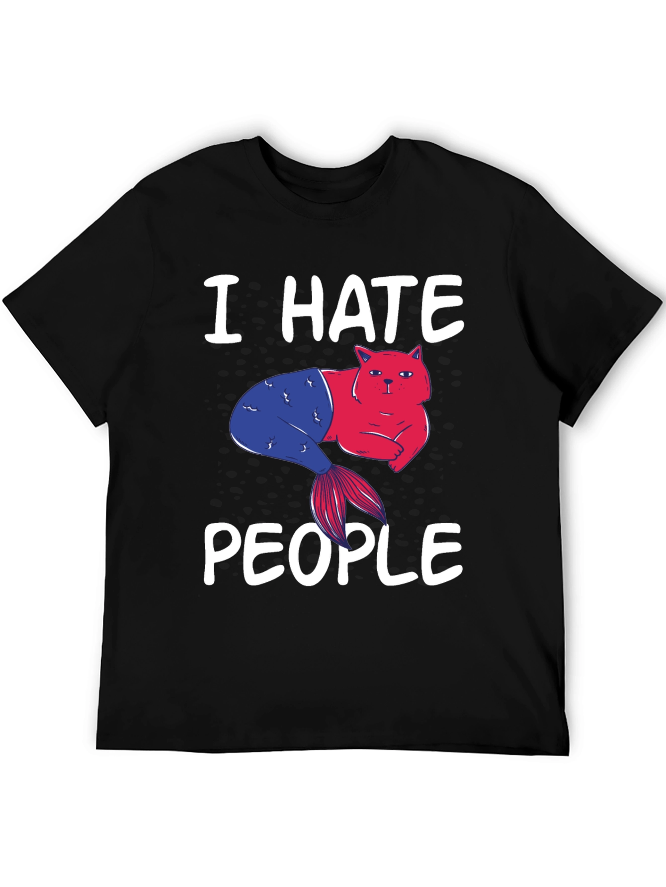 Black I Hate People Cat Mermaid Graphic Tee view 5