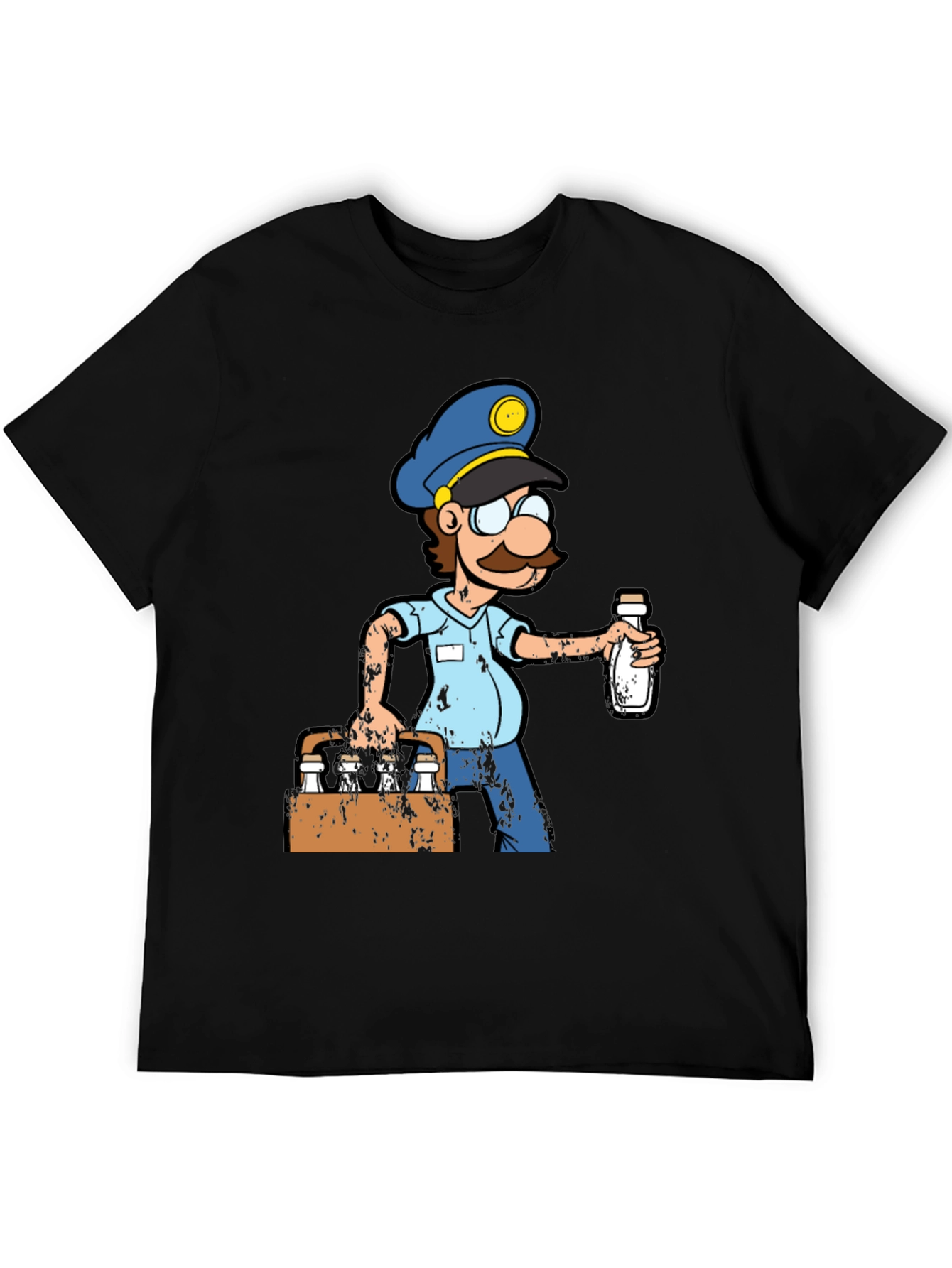 Black Cartoon Milkman T-Shirt view 5