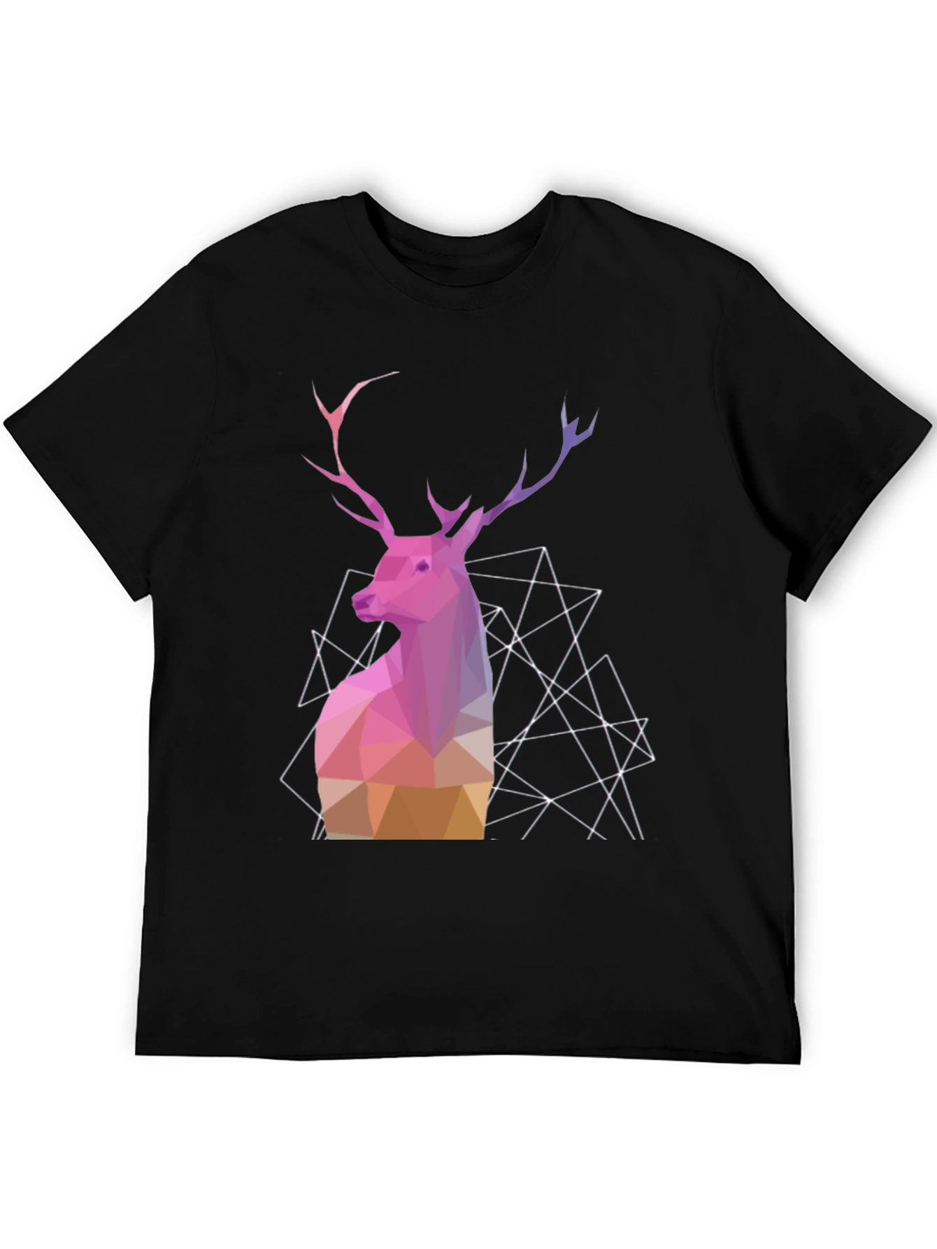 Black Geometric Deer Graphic Tee - Modern Animal Design view 5