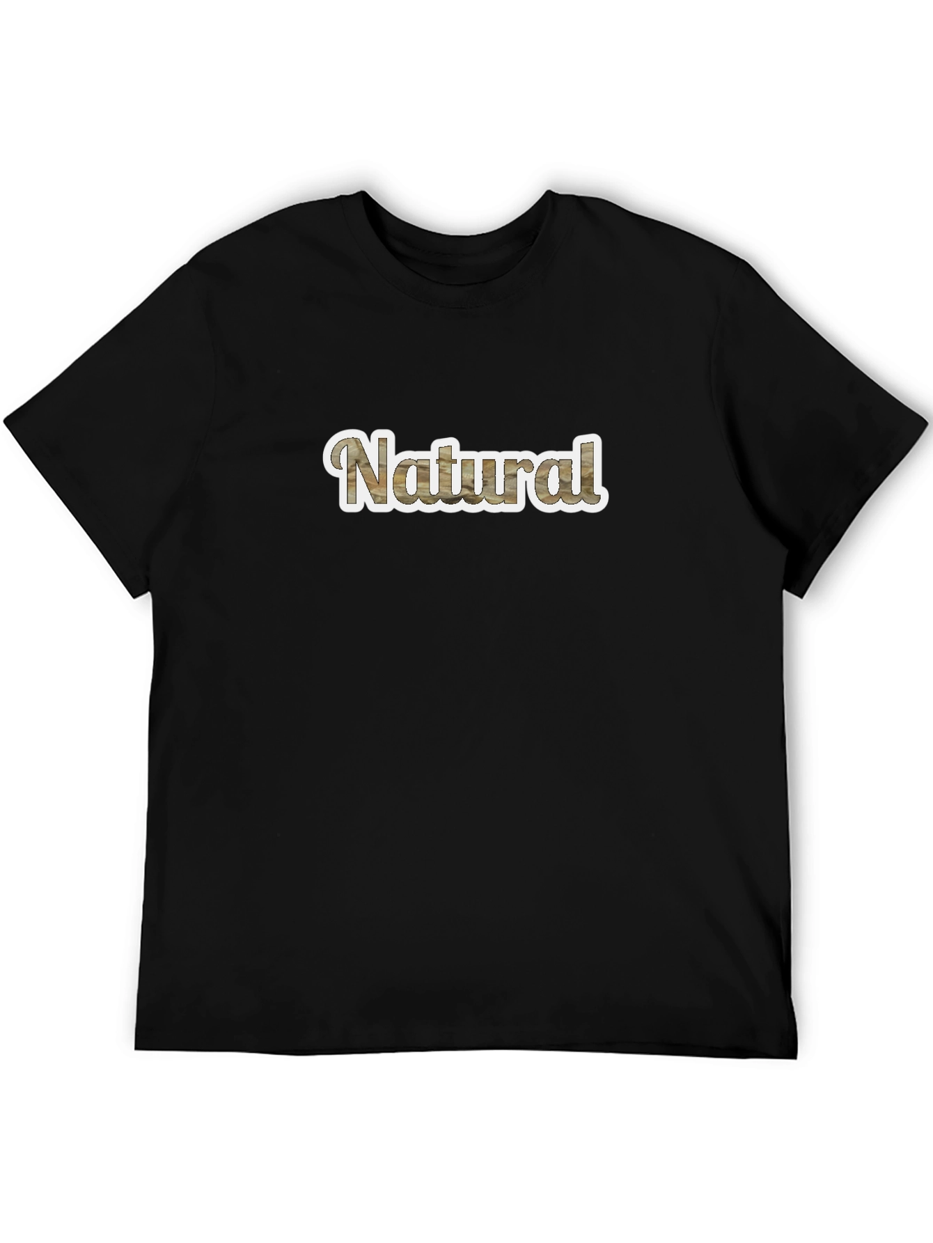 Black Natural Wood Grain Style Men's T-Shirt view 5
