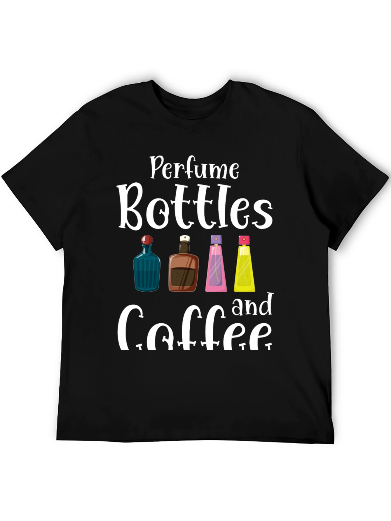 Black Perfume Bottles & Coffee T-Shirt view 5
