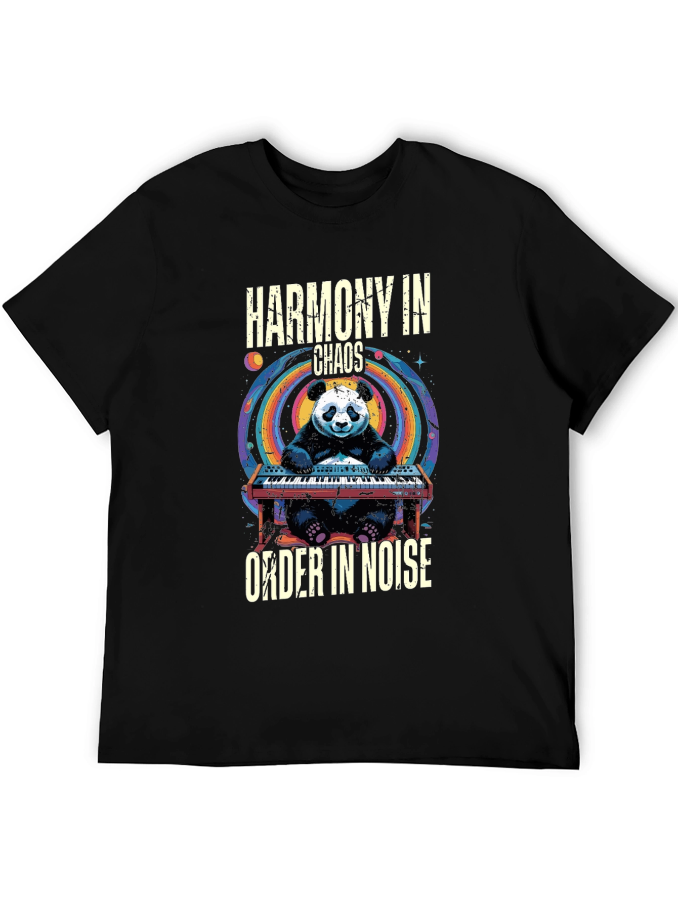 Black Harmony in Chaos T-Shirt - Panda Musician view 5