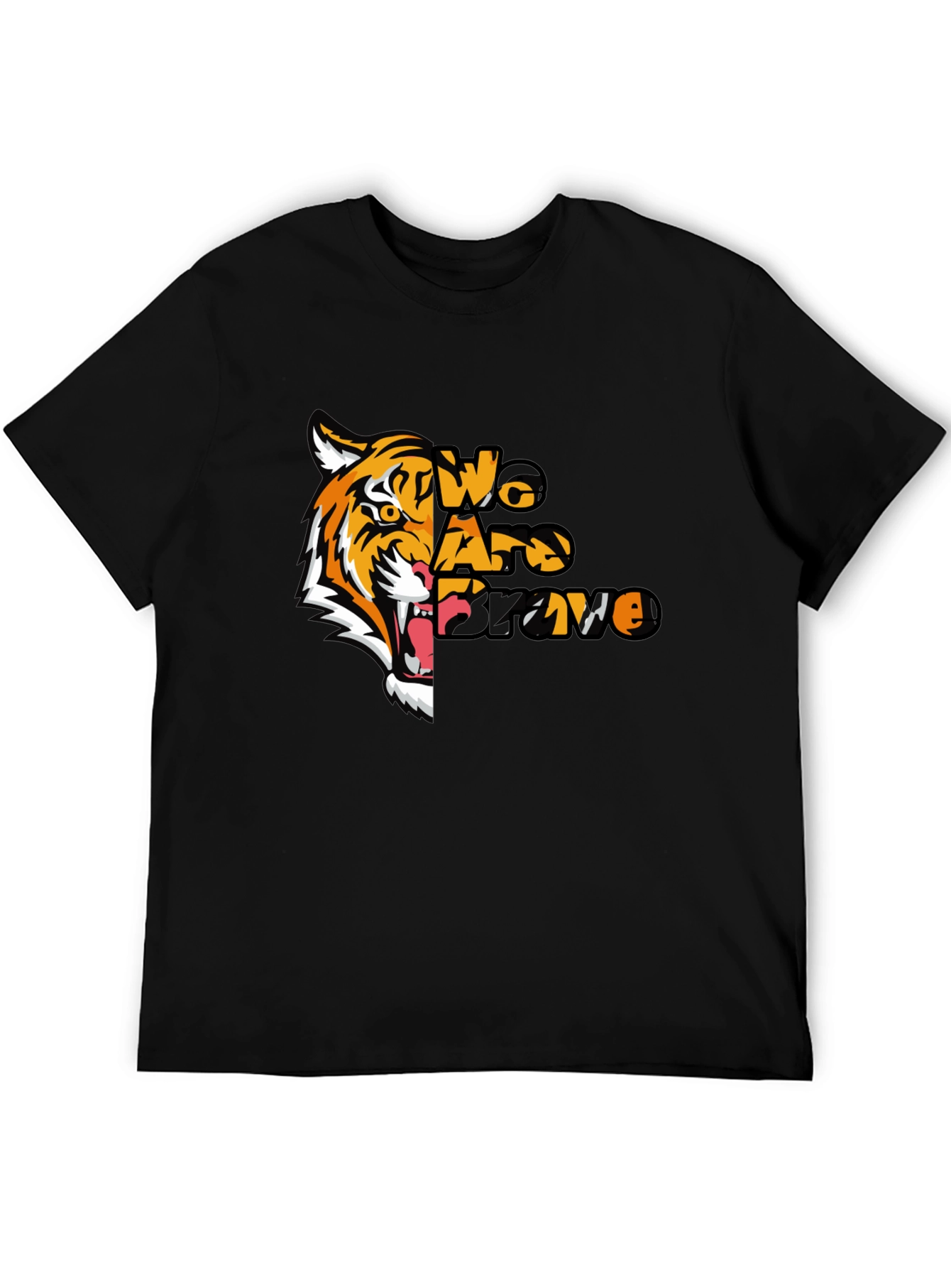 Black We Are Brave Tiger Graphic T-Shirt - Black view 5