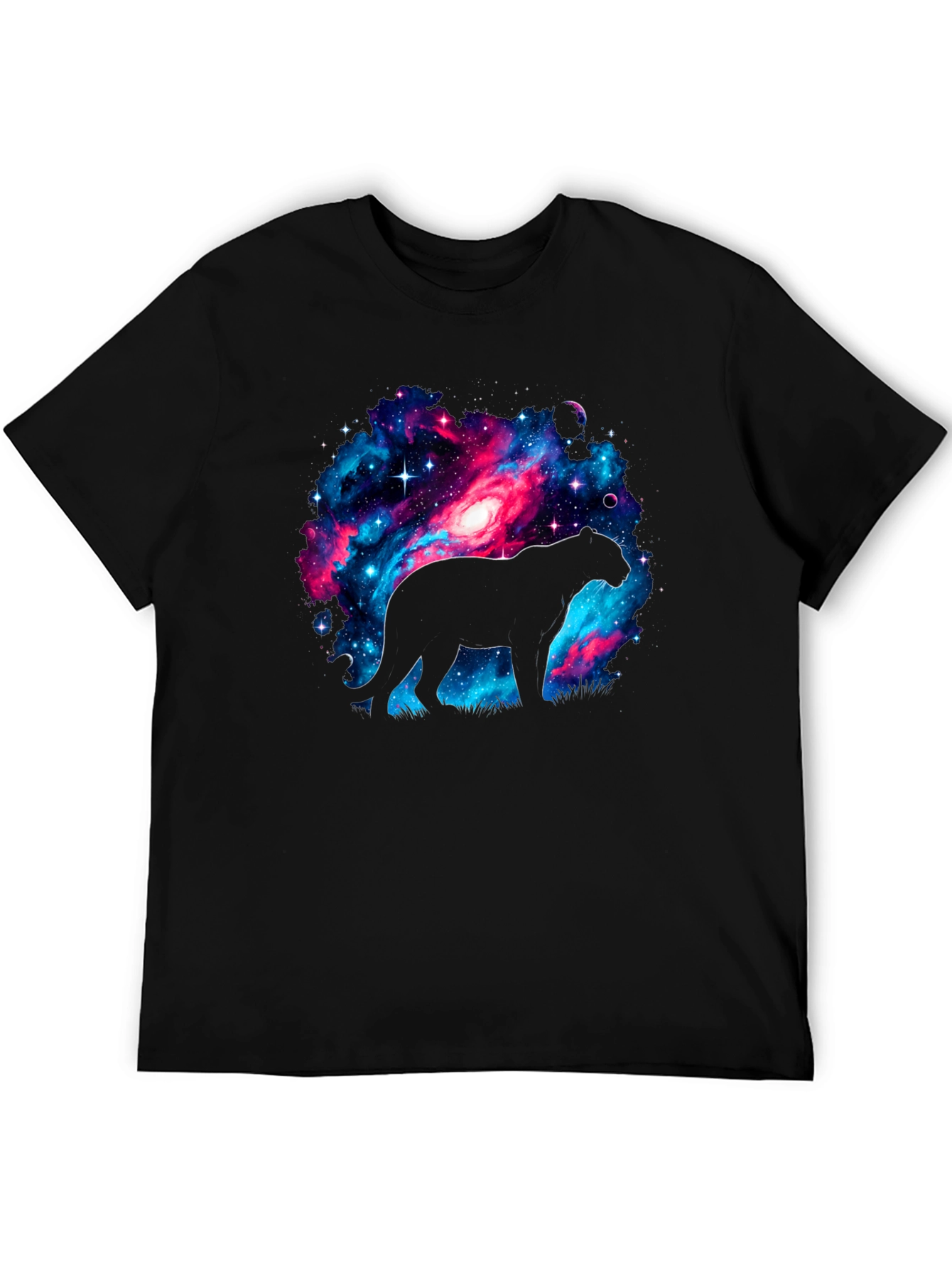 Black Galaxy Panther T-Shirt - Cosmic Cat Design view 5