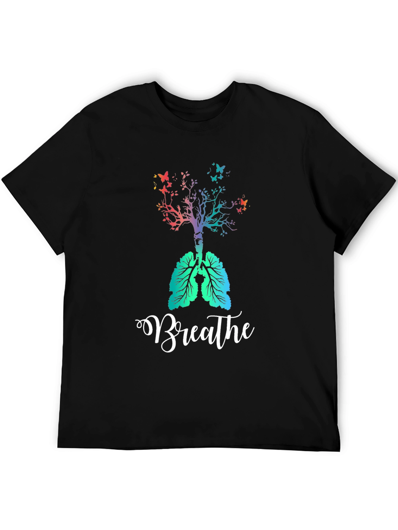 Black Breathe Tree Lungs T-Shirt view 5