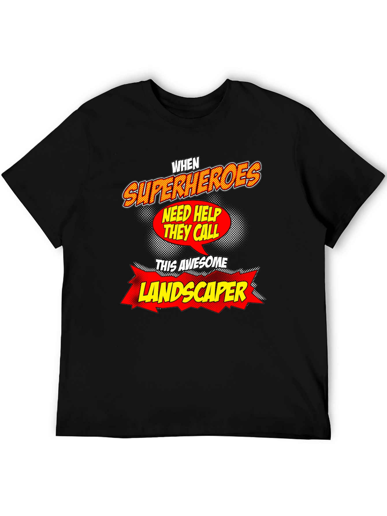 Black Awesome Landscaper Superheroes T-Shirt view 5