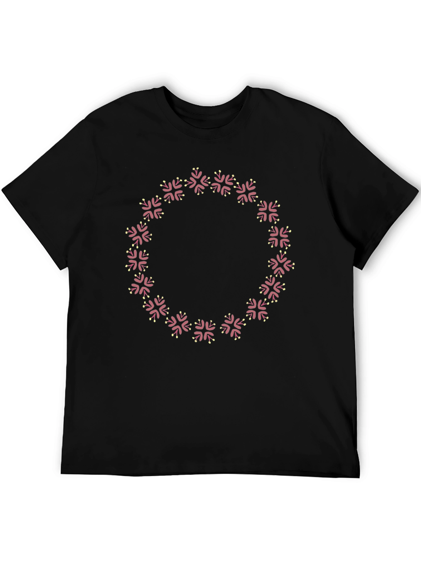 Black Floral Wreath Graphic Black T-Shirt view 5