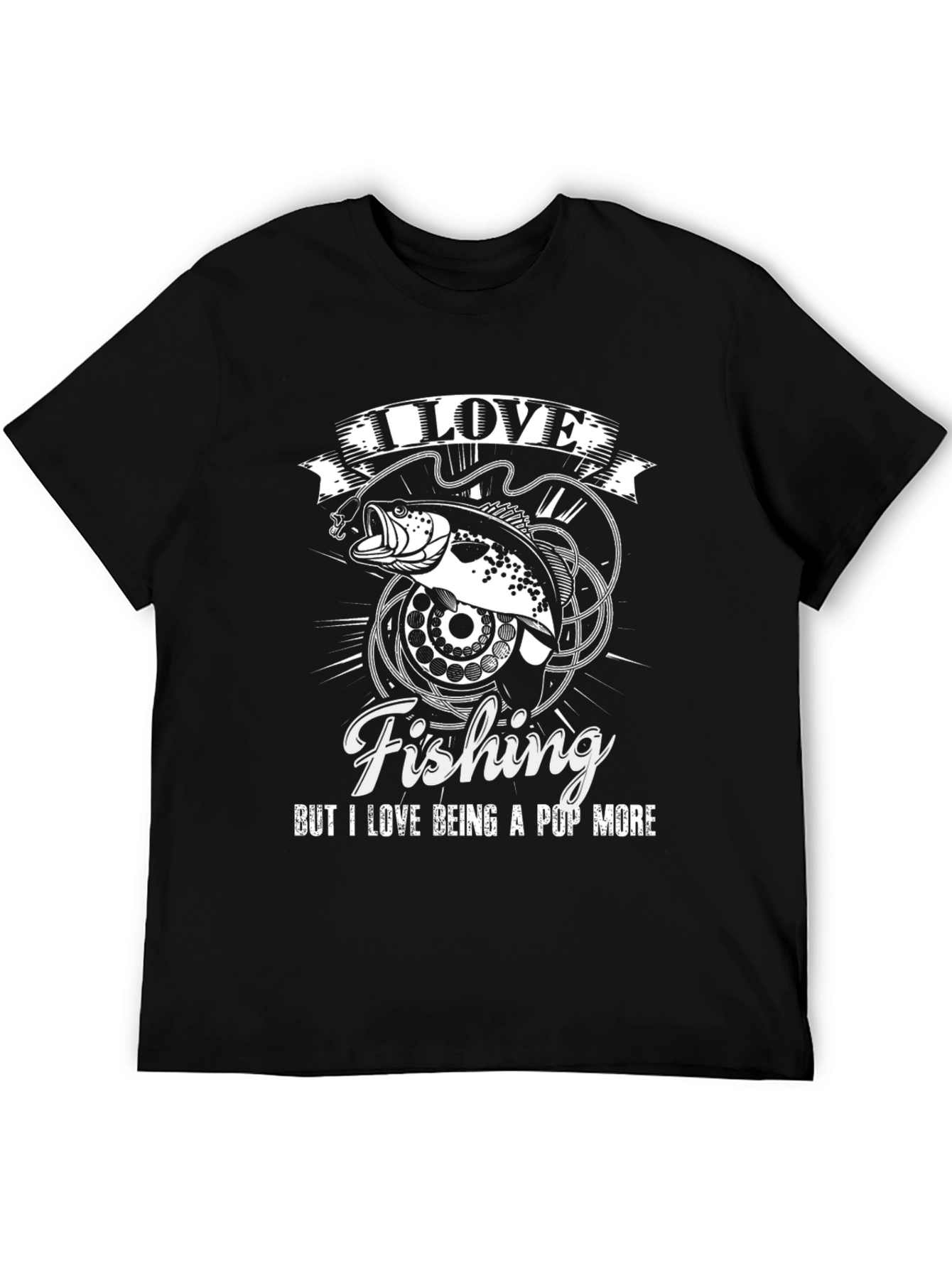 Black I Love Fishing Graphic T-Shirt view 5