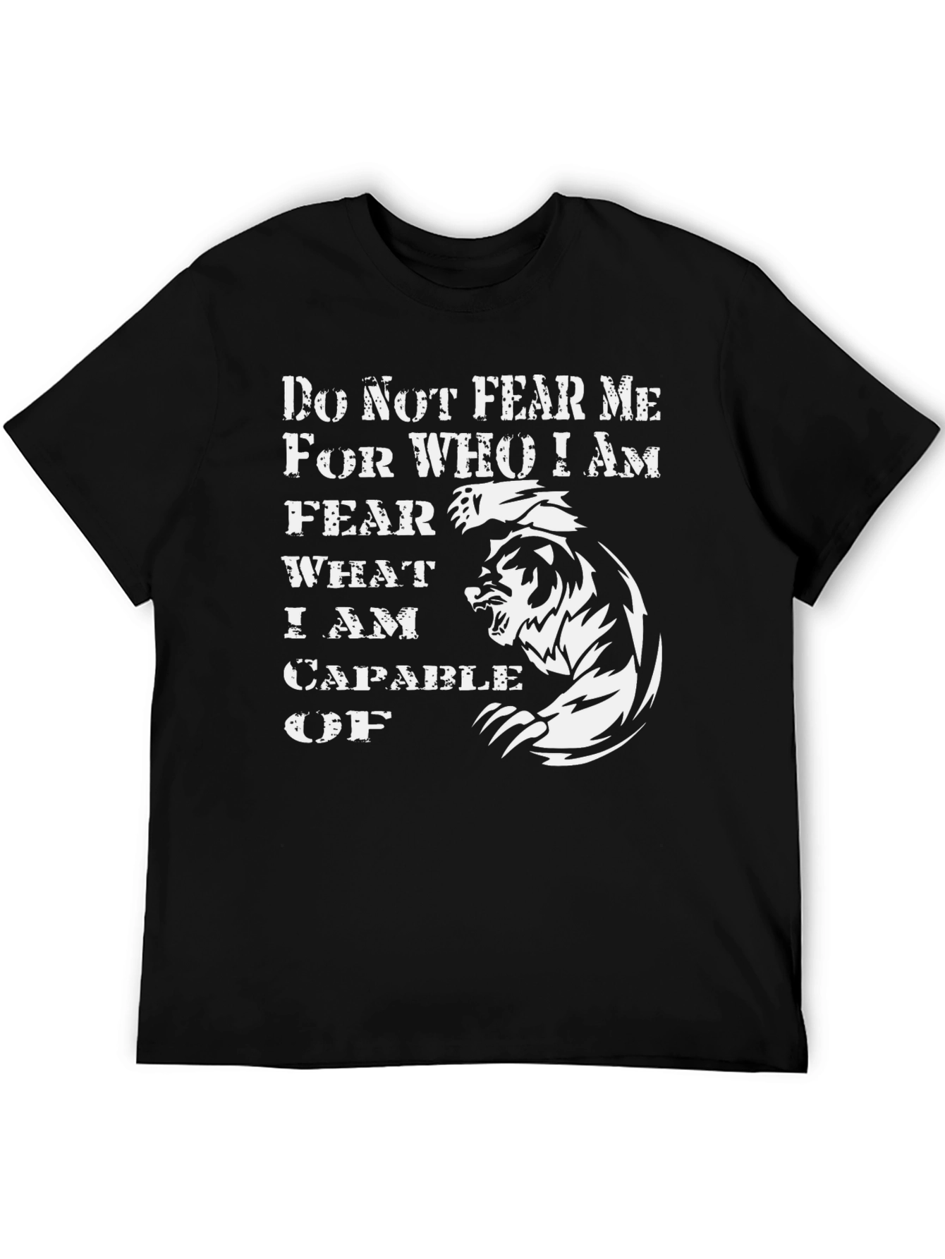 Black Fear Me Tiger Graphic T-Shirt - Bold Statement Tee view 5