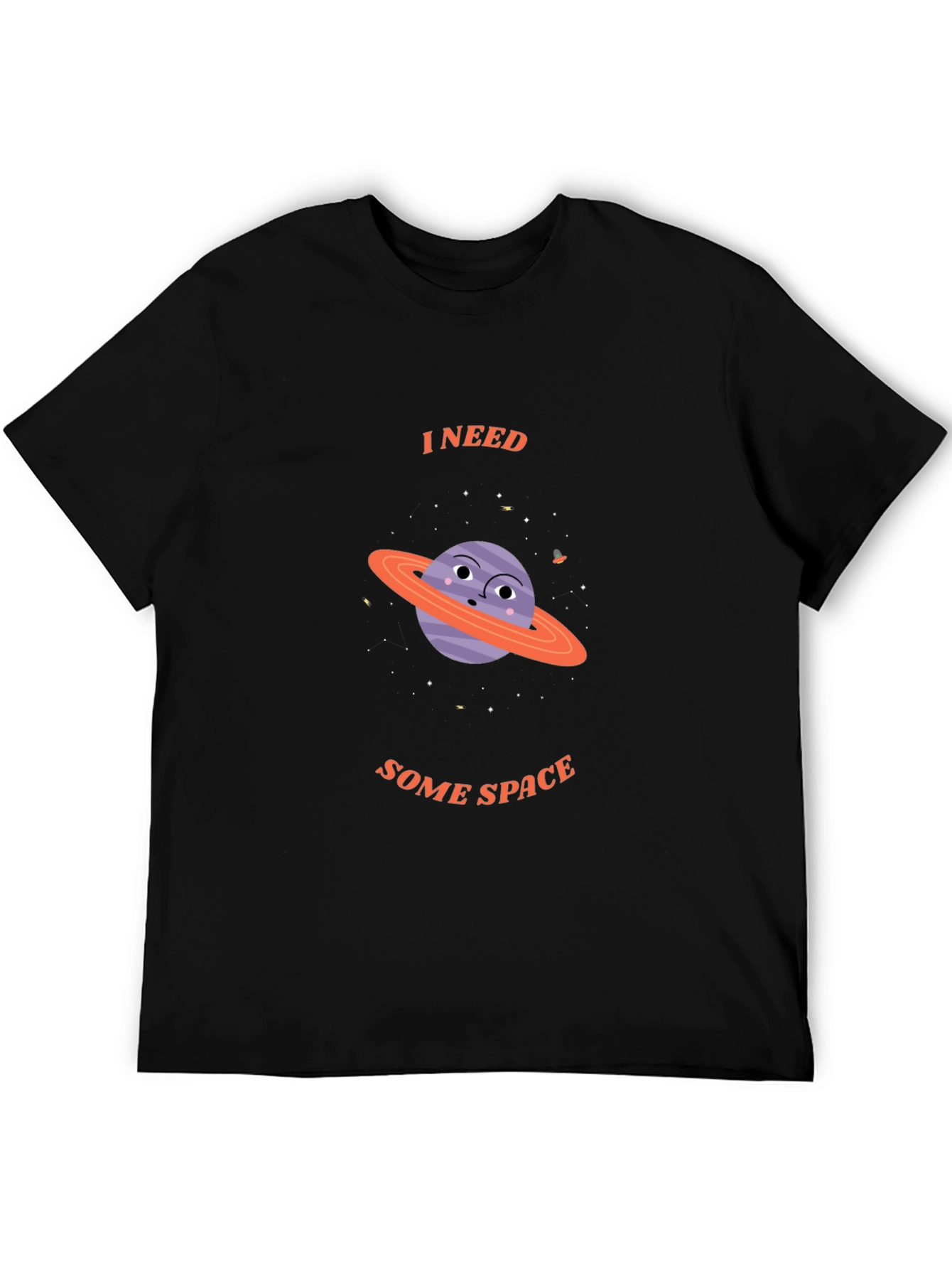 Black I Need Some Space T-Shirt - Saturn Graphic Tee view 5