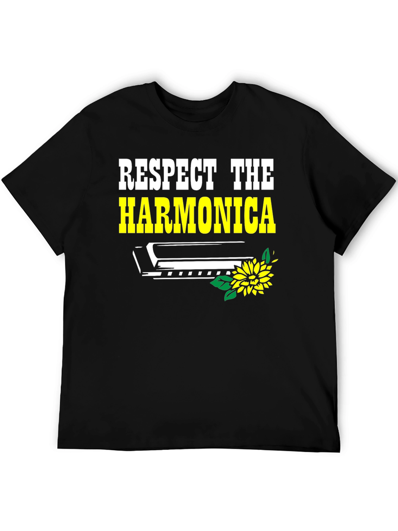 Black Respect the Harmonica Graphic Tee view 5