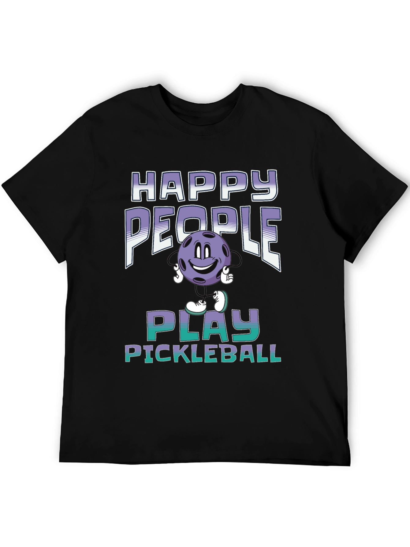 Black Happy People Play Pickleball T-Shirt view 5