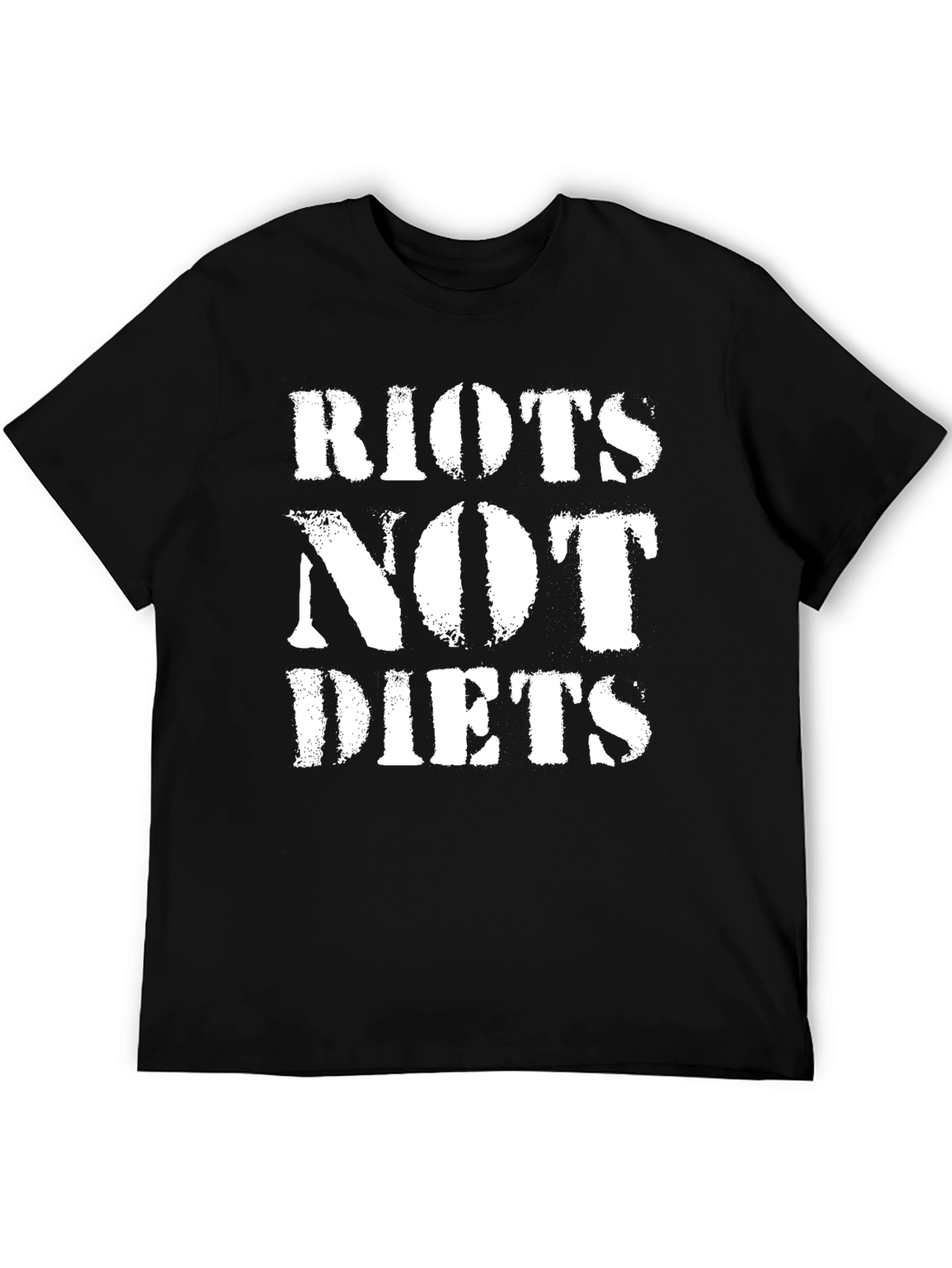 Black Riots Not Diets Graphic Tee - Bold Statement T-Shirt view 5