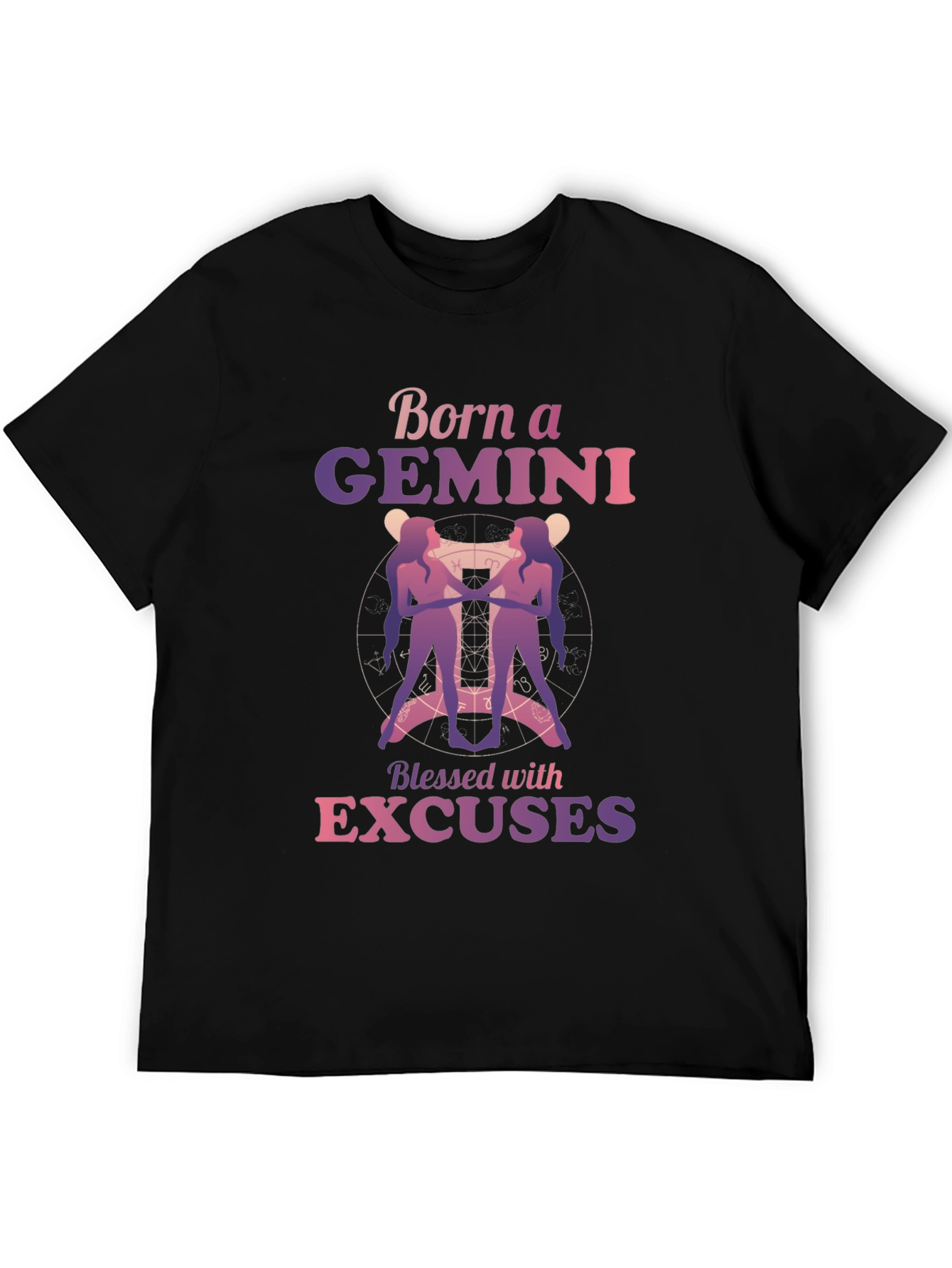 Black Born a Gemini Zodiac T-Shirt view 5