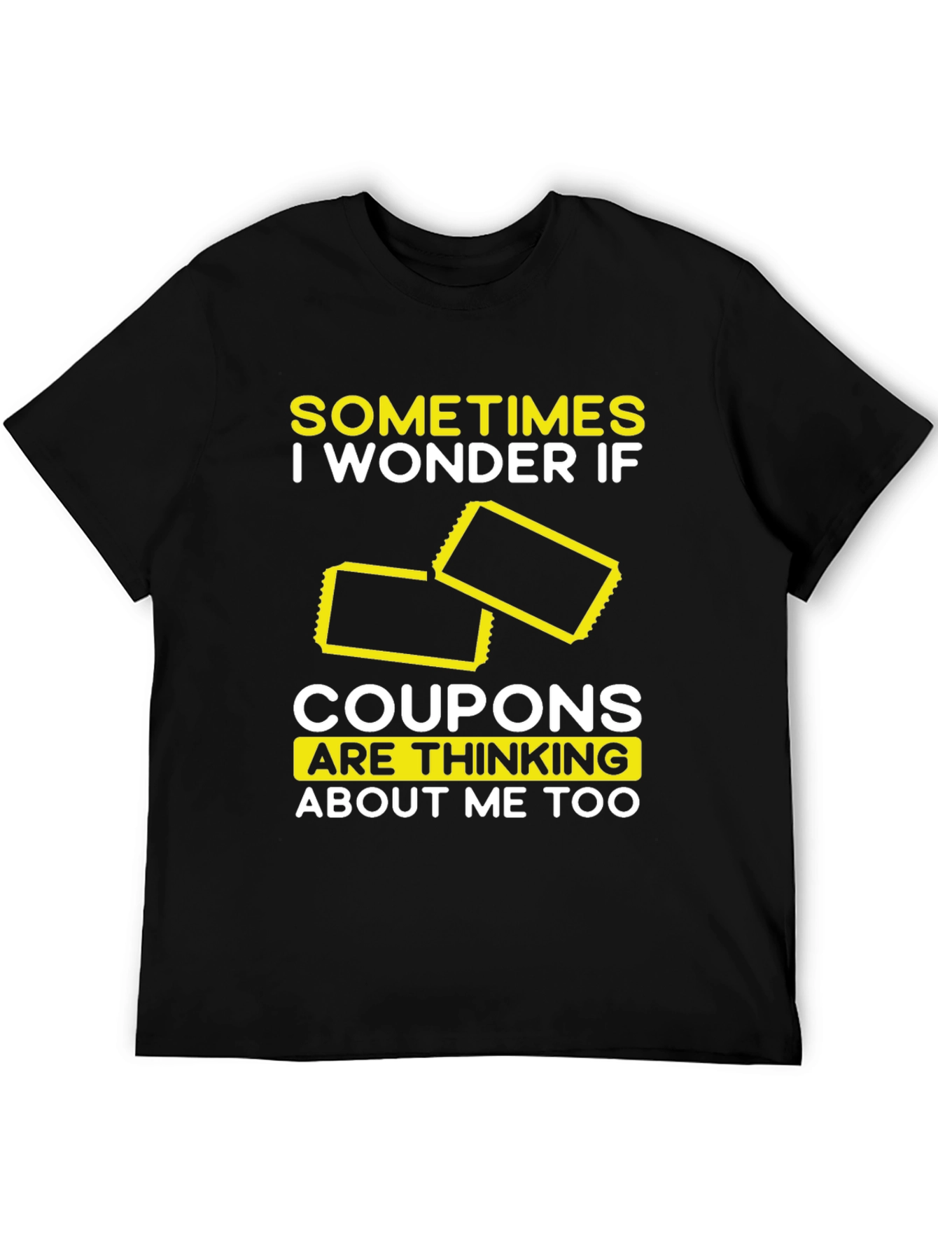 Black Coupon Thinking T-Shirt, Funny Graphic Tee view 5