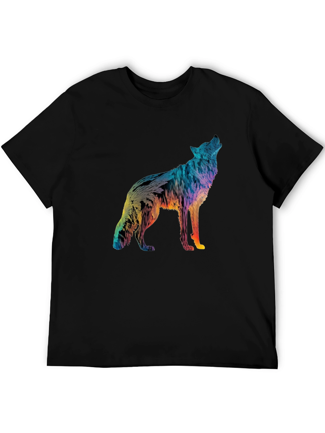 Black Vivid Wolf Graphic Tee - Men's Black T-Shirt view 5
